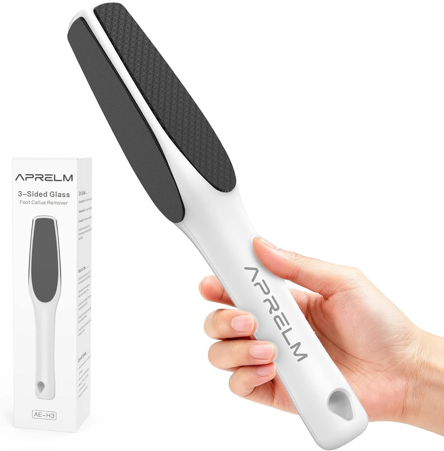 3-Sided Nano Glass Foot File - Professional Callus Remover for Smooth Feet | Coarse/Medium/Fine (White)