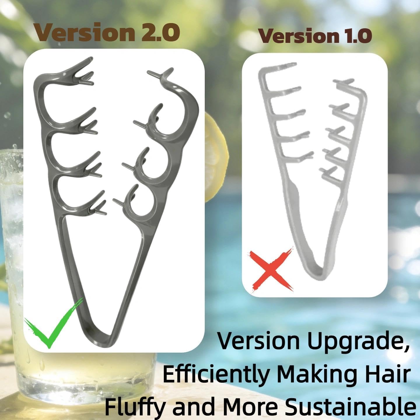 Dual Pack Hair Styling Set: Upgraded 2nd Gen Texturizing Comb & 2-in-1 Volumizing Comb for All Hair Types - Creates Instant Volume, Textured Waves, Smooth Detangling - Ergonomic & Travel-Friendly