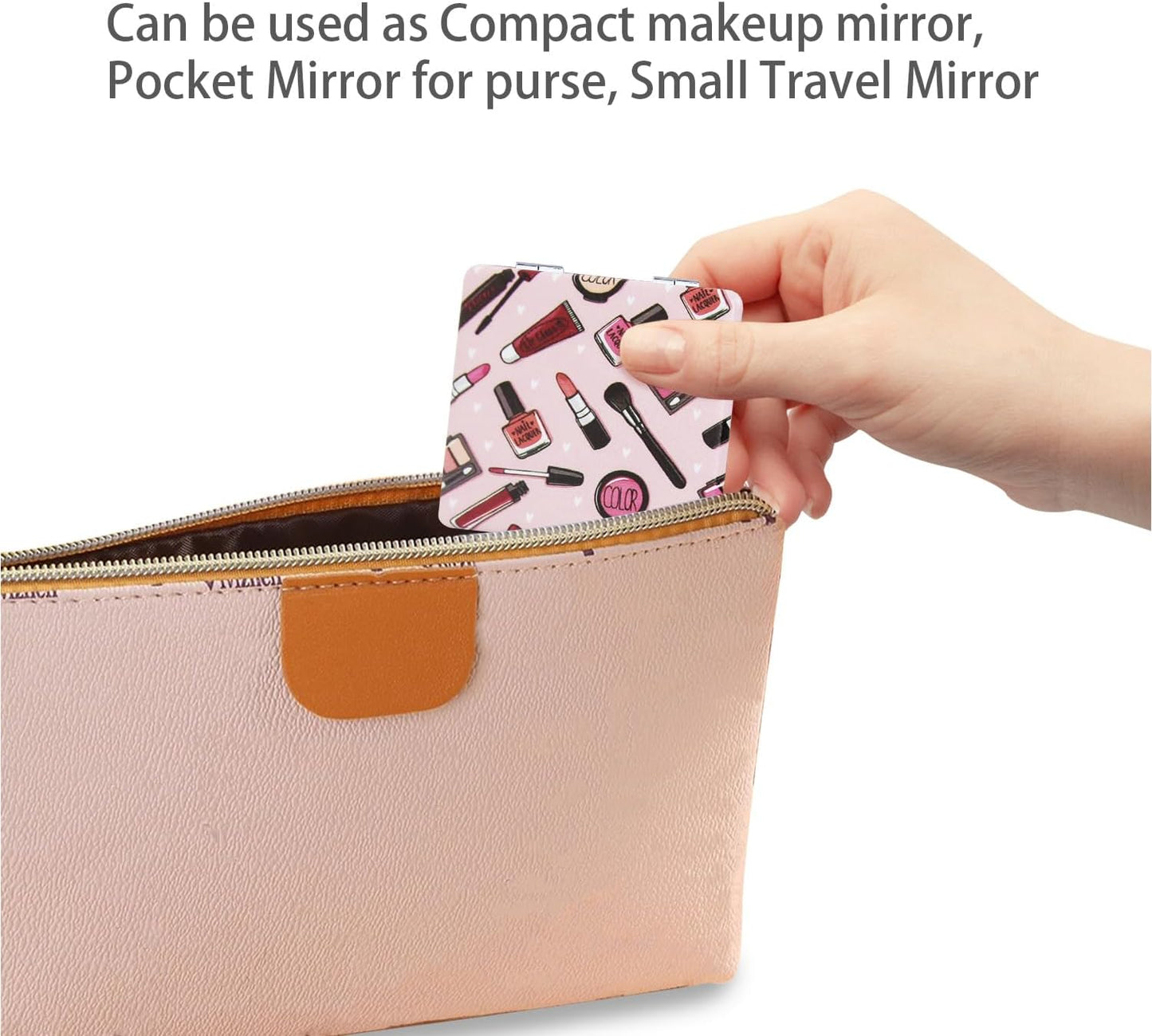 Pocket Mirror for Women - 2 Pcs Compact Double-Sided 1X/3X Travel Mirror | Square 2.8” PU Style