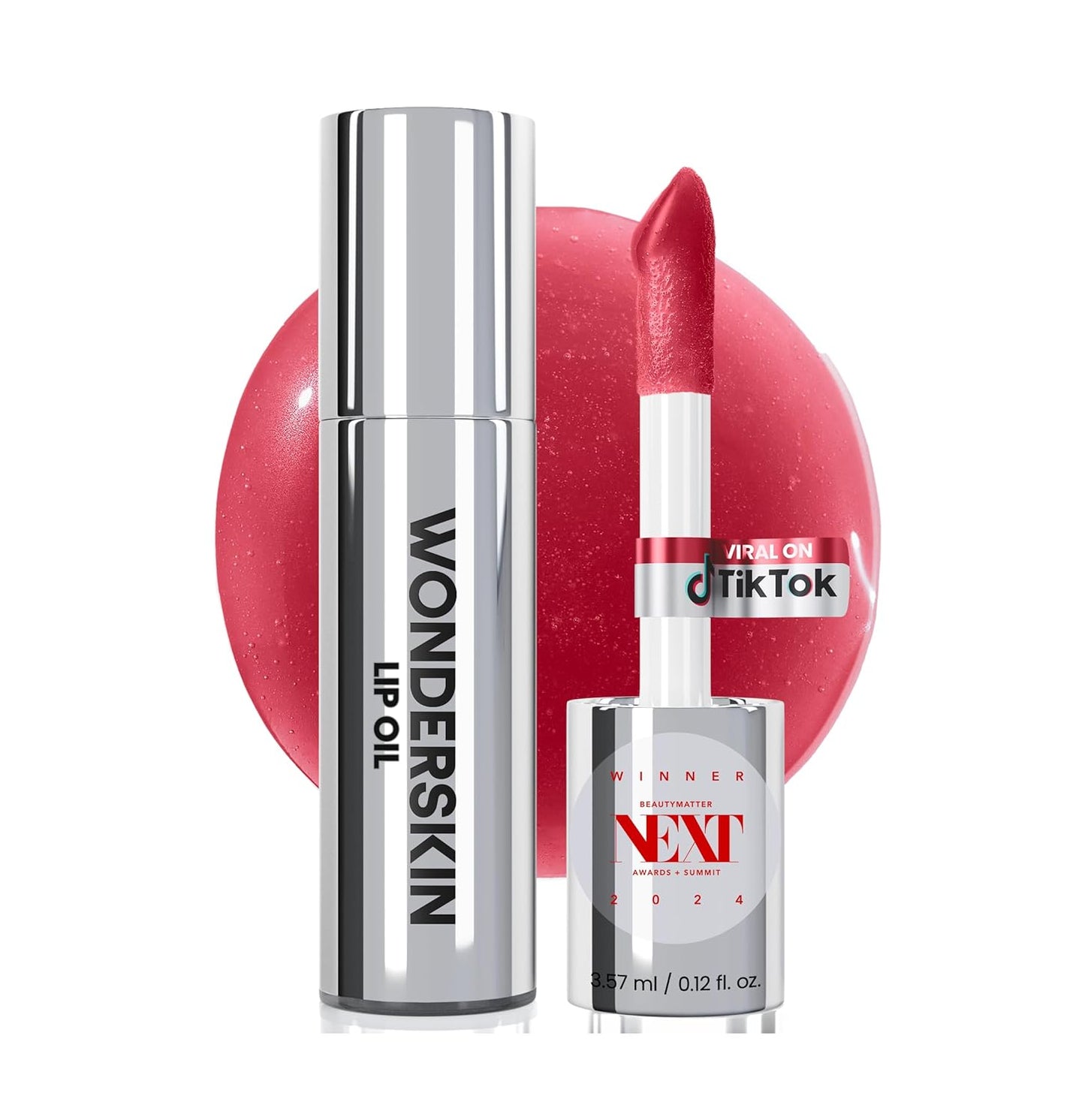 Wonderskin Tinted Lip Oil Rehab Serum - Hydrating, Non-Sticky Deep Red Tint for Dry Lips | 0.5 oz