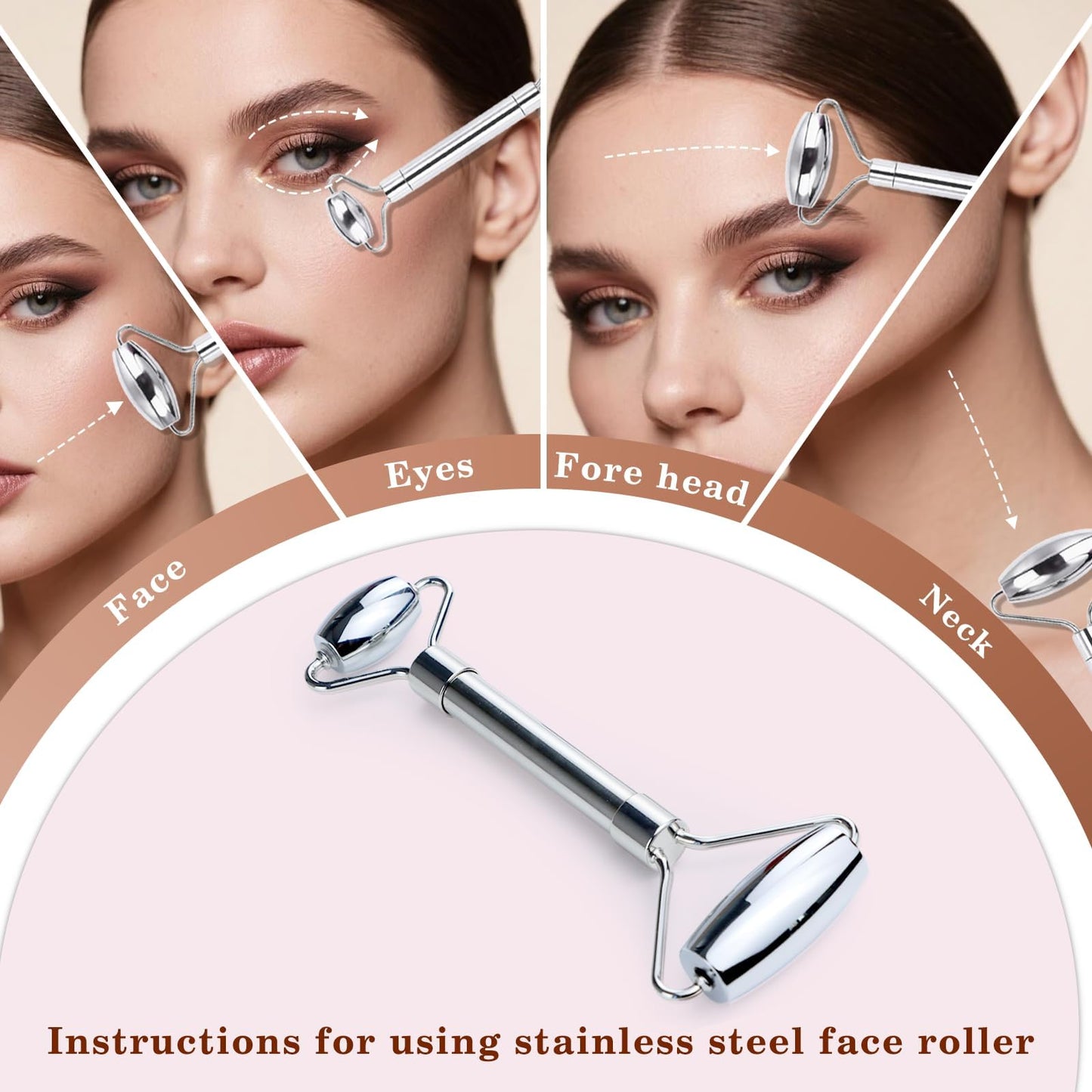 Unfovi Stainless Steel Gua Sha and Face Roller Set Facial Massager Tools, Lymphatic Drainage Massager Metal Gua Sha Skin Self Care Gifts for Women