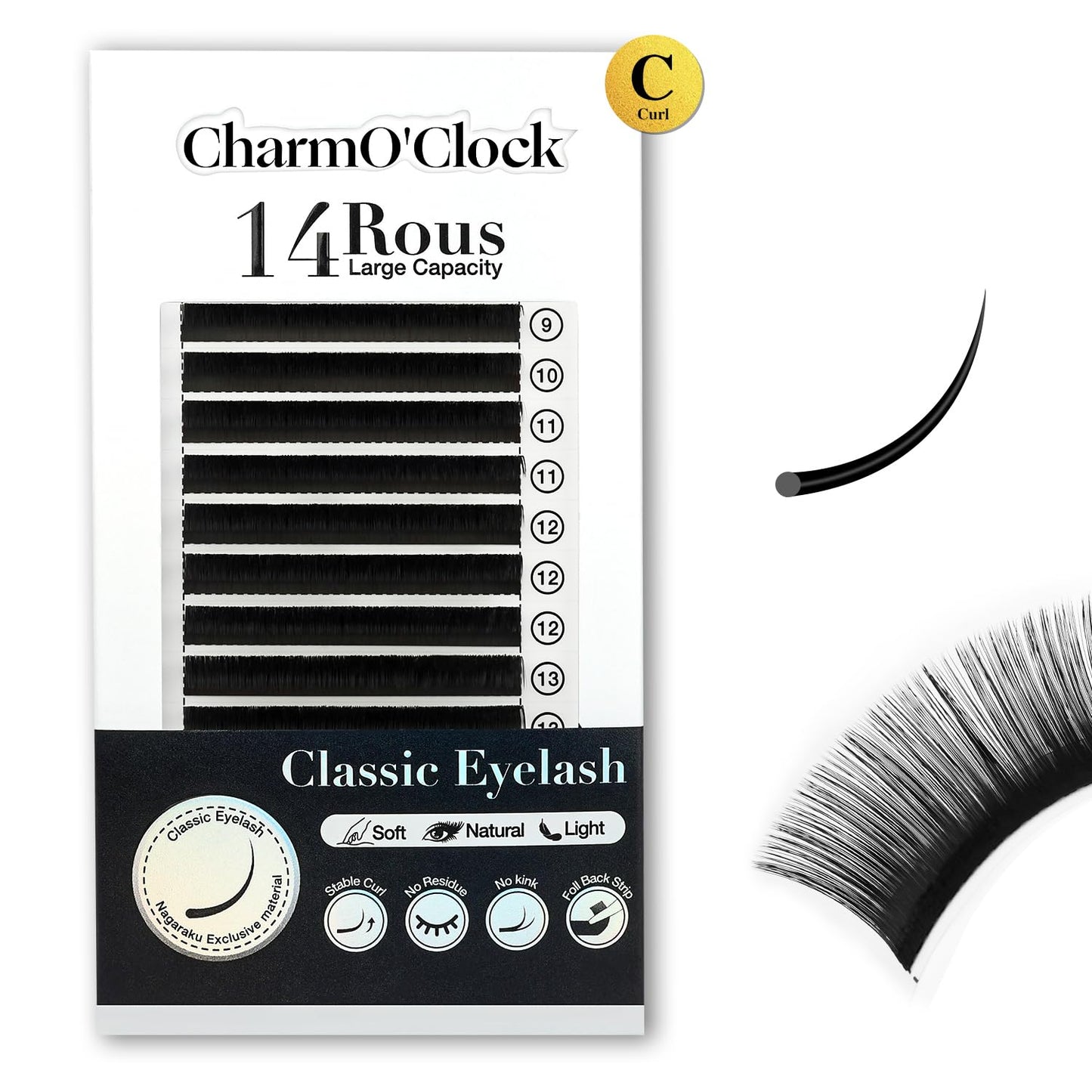 Cashmere Volume Lash Extensions - CC Curl 0.03mm Thickness | 8-16mm Mixed Length Trays, Super Matte Black Individual Eyelashes