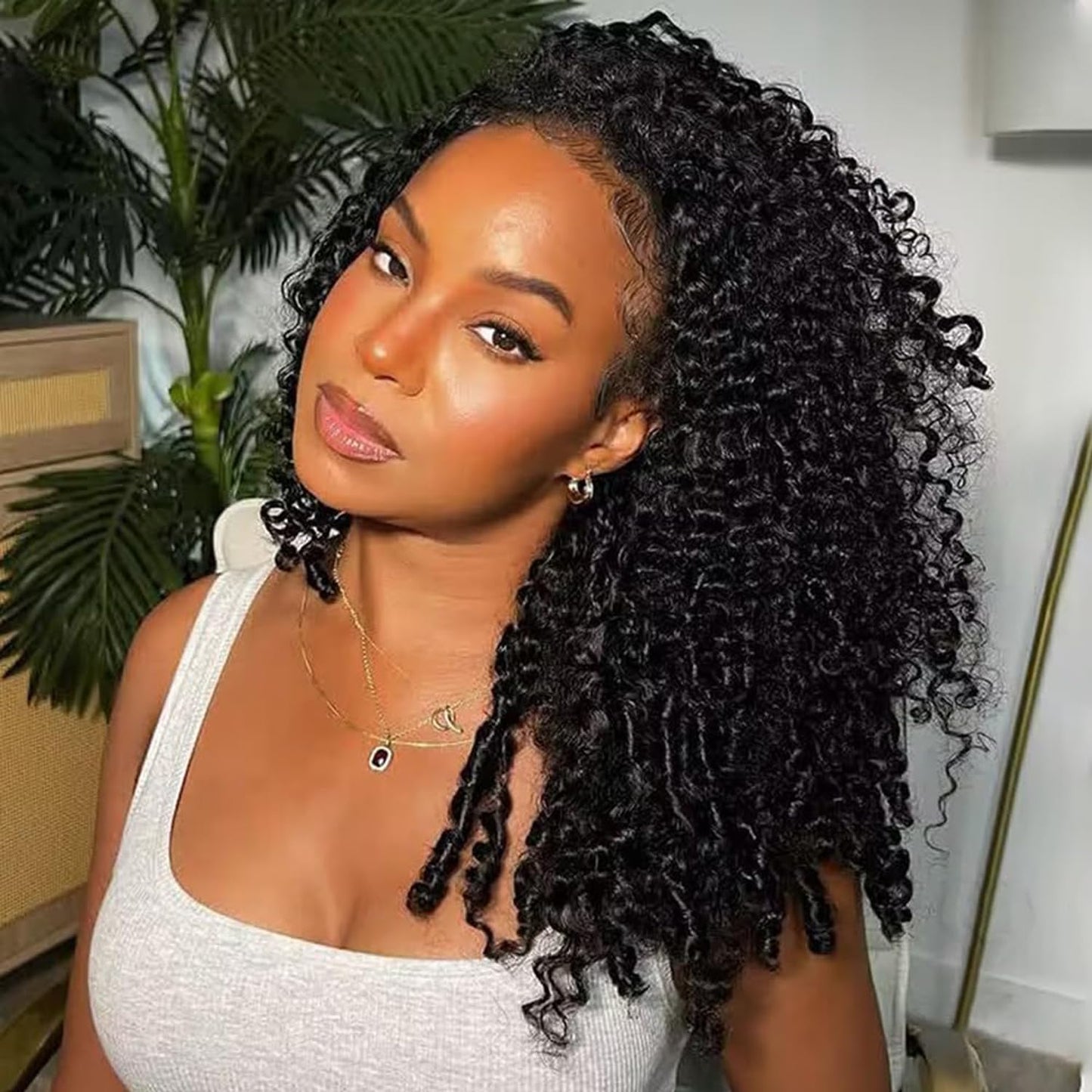 Burmese Curly Half Wig - 220% Density 100% Real Human Hair | Glueless 3-in-1 Headband Wig, 16 Inch