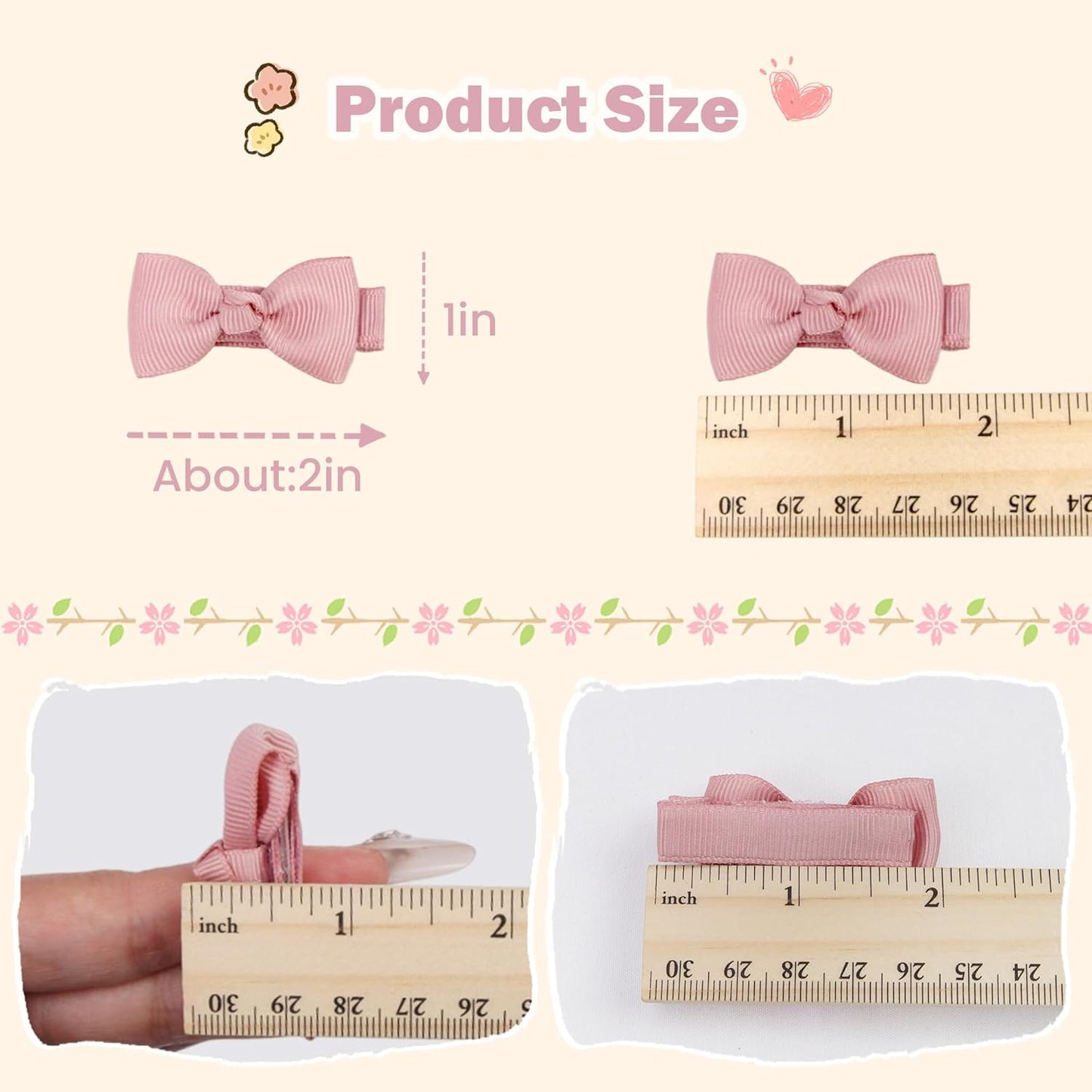 Baby Hair Clips - 50PCS Fully Lined Bows for Girls | Tiny 2" Alligator Clips for Infants & Toddlers