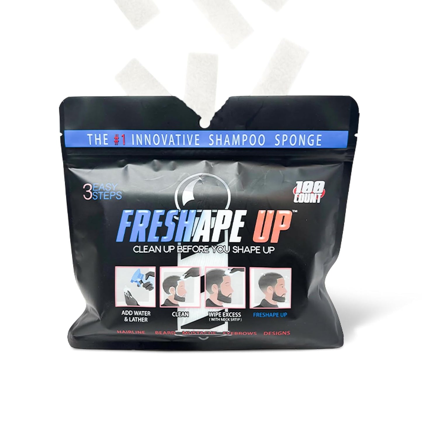 Shampoo Infused Hairline & Beard Wipes - Quick Use Disposable Wipes for Barbers | Pack of 2