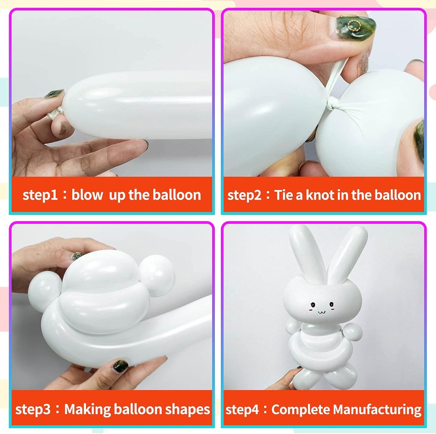 Clear 260 Balloons - Premium Long Skinny Latex Balloons for Animal Creations | 100 Pcs for Kids' Parties