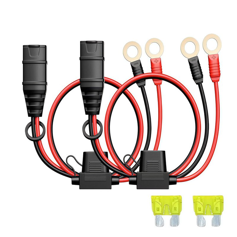 DIAKLY GC002 + GC004 X-Connect Combo Fit for NOCO Battery Charger Accessories M6 (1/4in) XL Eyelet Terminal Smart Batteries Trickle Charger Extension Cable (10.5Ft + 1.8Ft Total Length)