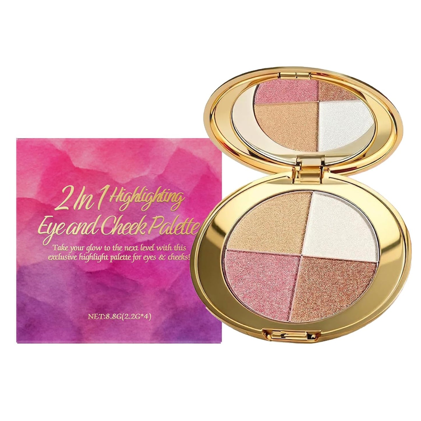 Eye & Cheek Palette - Multifunctional Eyeshadow and Highlighter Kit | Shimmer Glow Contour Powder for Natural Radiance