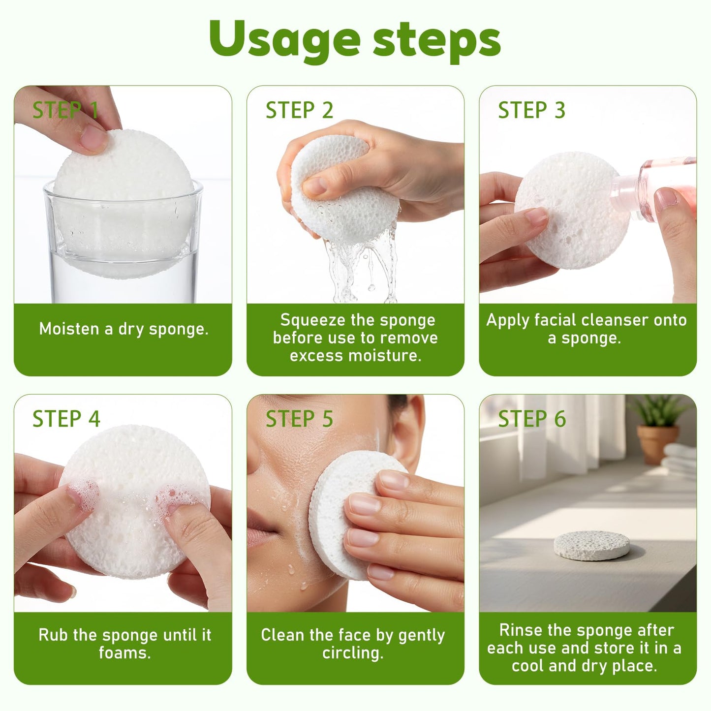 Oqqlin 120 Pcs Compressed Facial Sponges with Container, Disposable Round Face Sponge Pads Portable Makeup Removal Wash Sponges for Women Cleansing Makeup Spa (White)