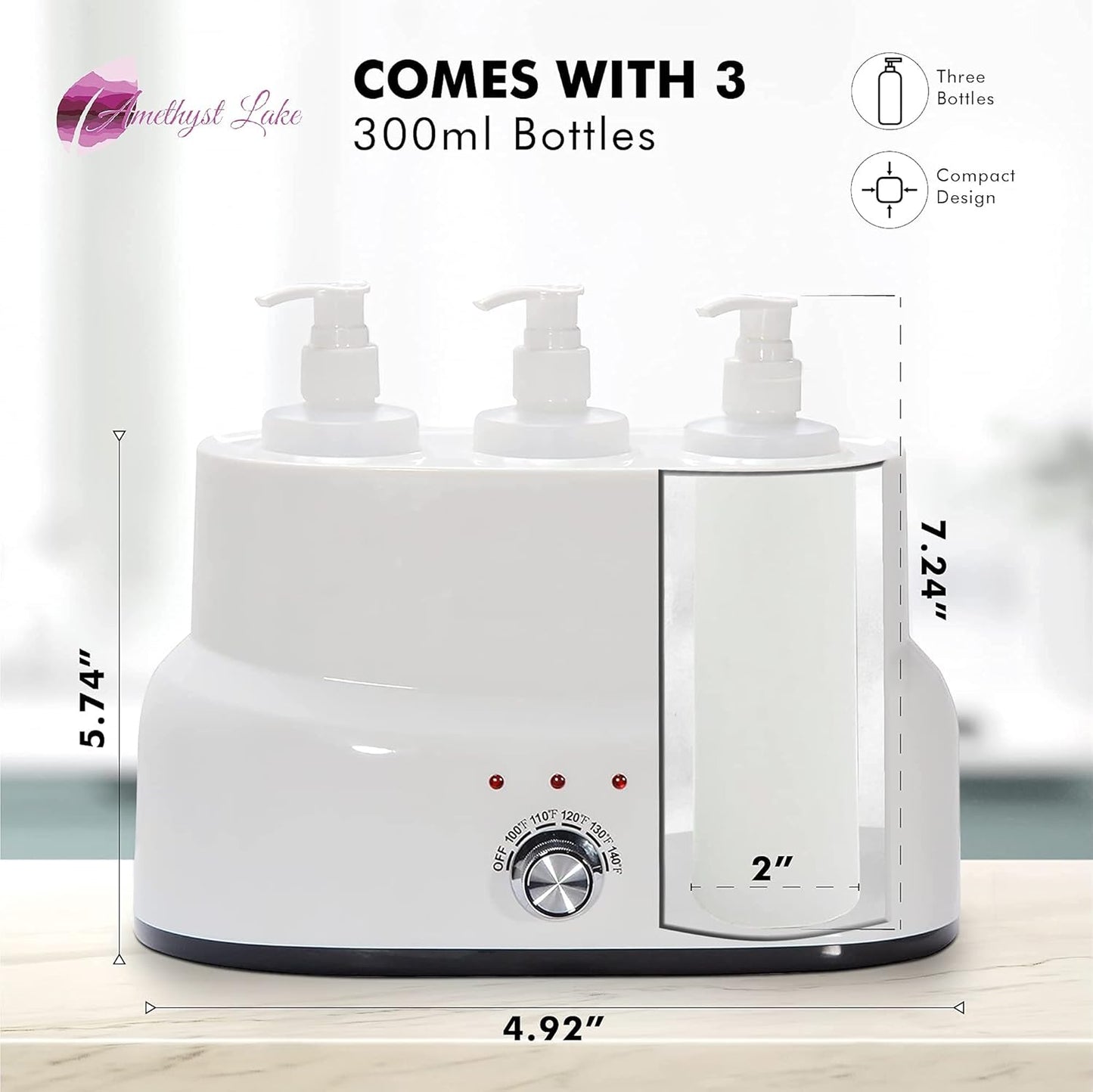 Amethyst Lake Oil Warmer Dispenser - Electric Plug-In Aroma Diffuser | 3-Bottle Capacity for Home & Spa Use