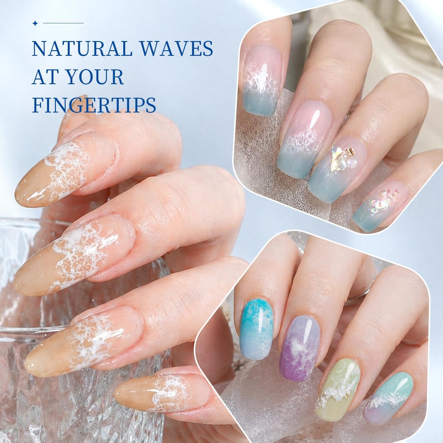 Ocean Wave Blooming Gel Nail Polish - 16.5ml Wave White Liquid for Stunning Nail Art | High Fluidity Texture