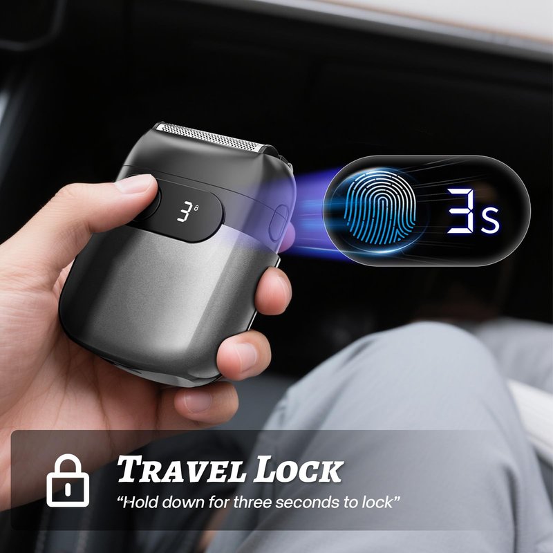 MALEGEBAZ Electric Foil Shaver for Men :3D Floating Blades, LED Display, USB-C Fast Charge, IPX8 Waterproof - Perfect for Travel & Smooth Shaving at Home Misty Gray