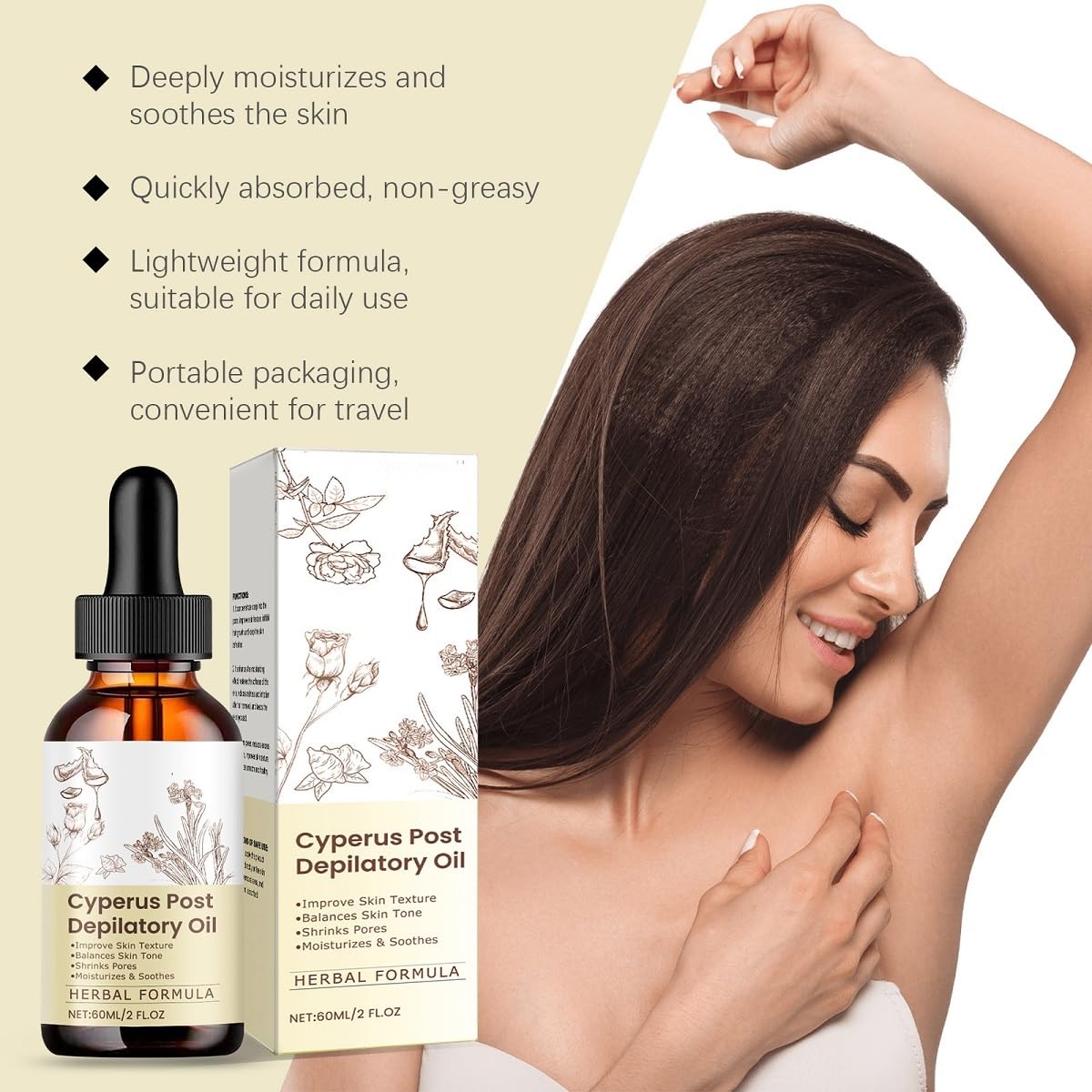 Cyperus Rotundus Oil, 100% Pure Natural Cyprus Rotundus Oil for Hair Removal Reducing Body Hair Growt. (1Pcs)