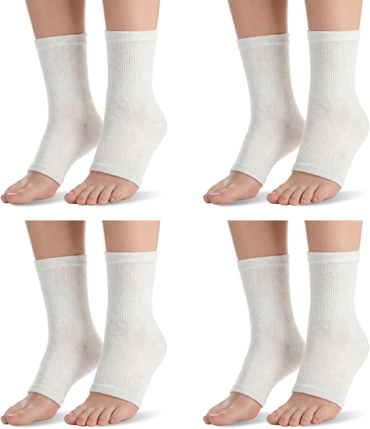 Cotton Eczema Toeless Socks - Moisturizing Open Toe Heel Socks for Soft Feet | XL, White
