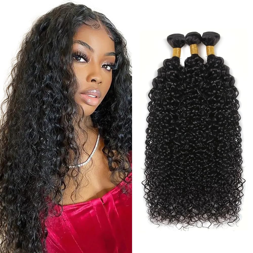 Curly Bundles Human Hair Wet and Wavy Bundles Kinky Curly Bundle 20 22 24 inch WuvuSnm Human Hair Bundle 150g
