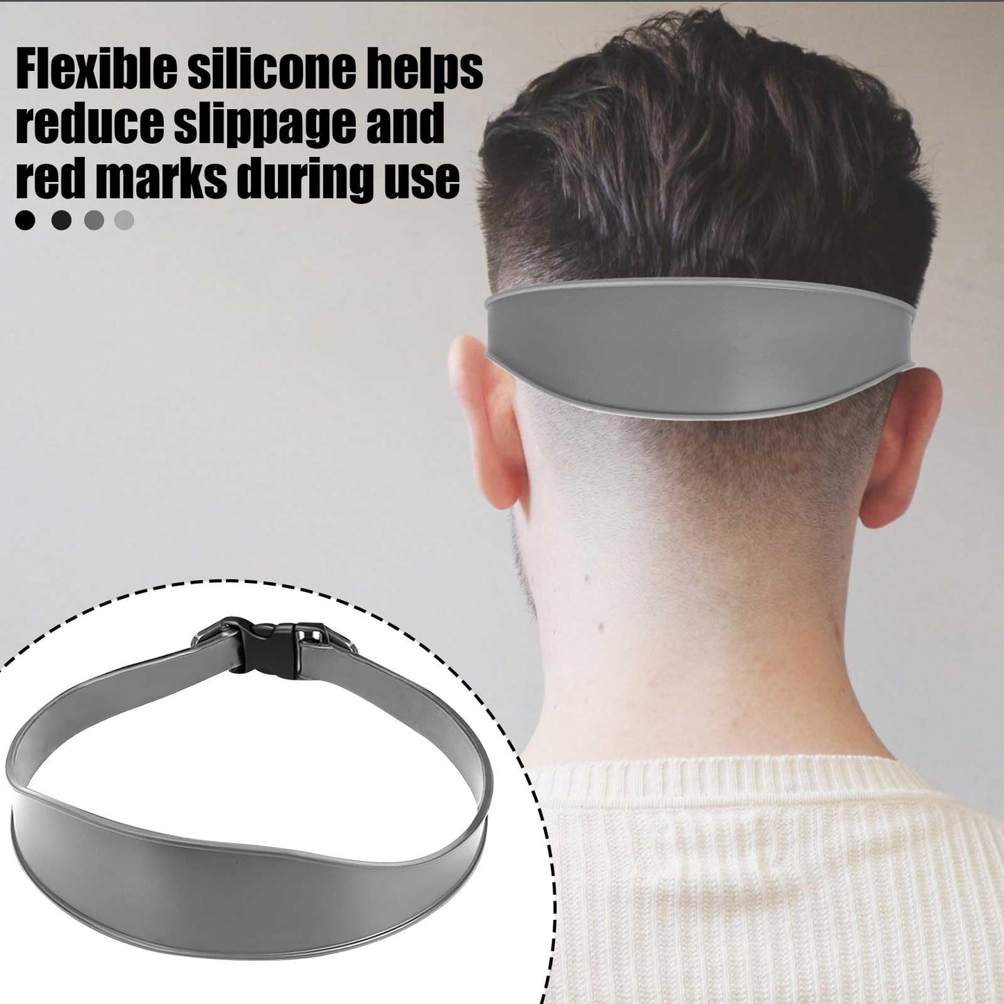 FOWSRHRG 1PC Neckline Shaving Template for DIY Self Haircutting, Adjustable Hair Trimming Guide, Silicone Curved Haircut Band for Cleaning Straight Neck Hairline (Gray)