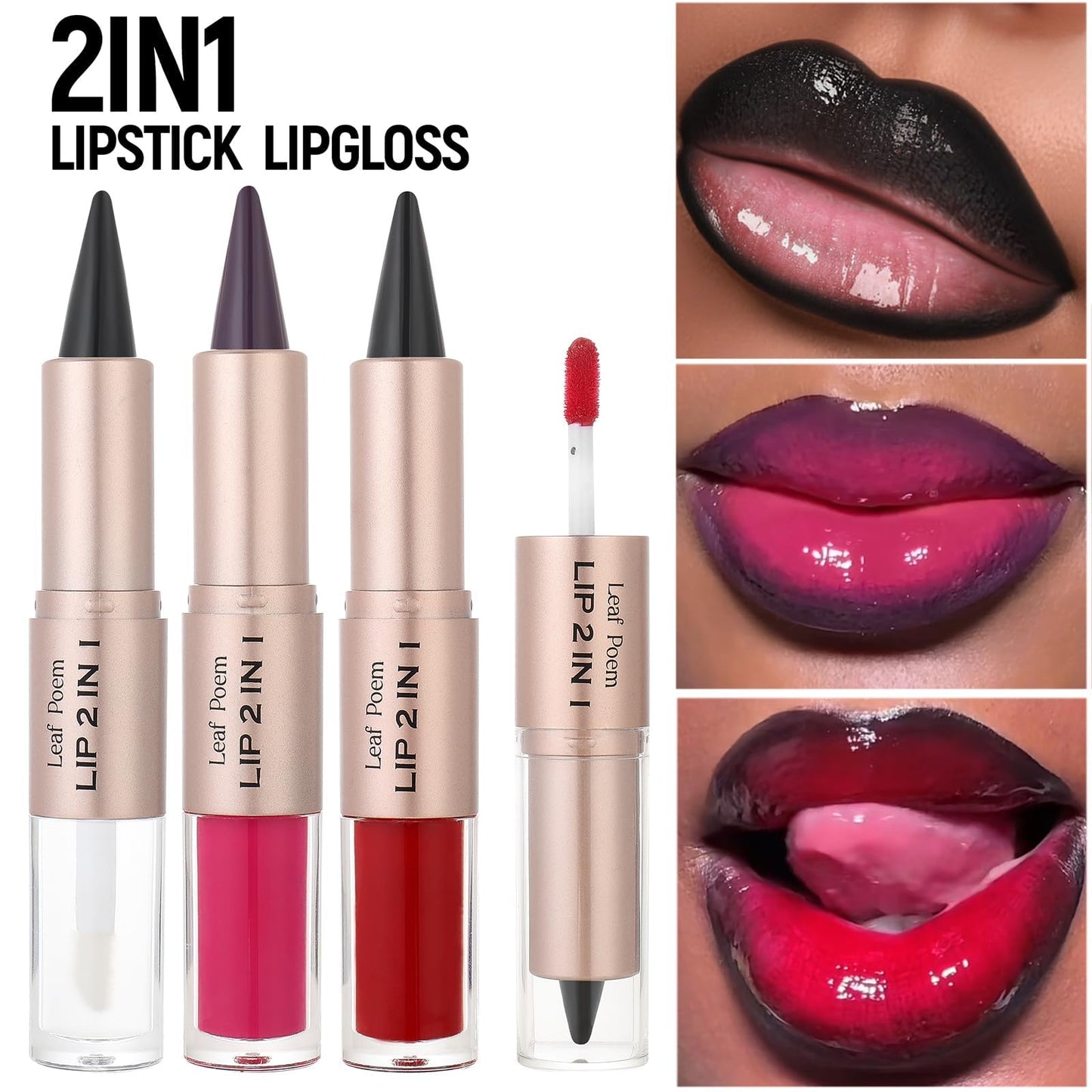 BAISEN DIARY 2-in-1 Double-Ended Matte Lip Liner & Lip Gloss Duo, Caramel Brown Nude Ombre Lip Combo Pencil, Lip Liner and Lipstick Gloss Set for Defined & Fuller Looking Lips, #06 Caramel Brown Nude