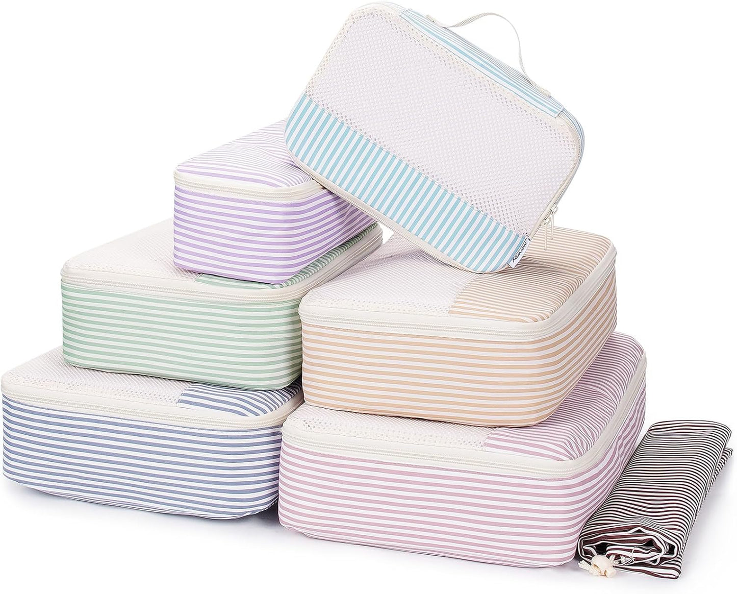 Checkered Packing Cubes Set - Durable Travel Organizer Bags for Kids & Women | 7-Piece Set