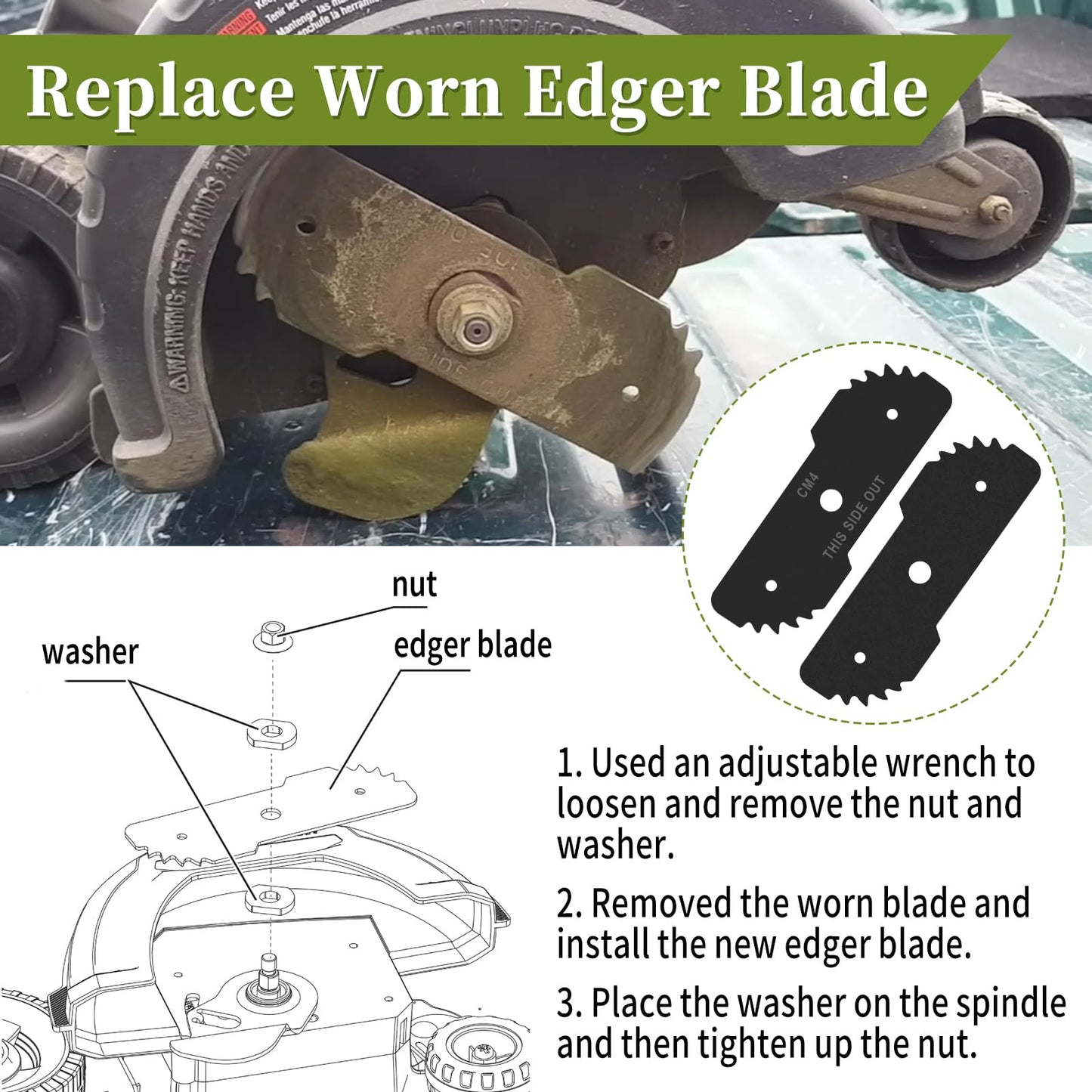 Replacement 243801-02 Edger Blade Compatible with EH1000 Type 5 12 AMP Lawn Edger, 7-3/4" x 2-3/4" Lawn Edger Blade Compatible with LE750 Edge Hog Edger - Replaces 243801-00, 243797-00, 40-519, 2 Pack
