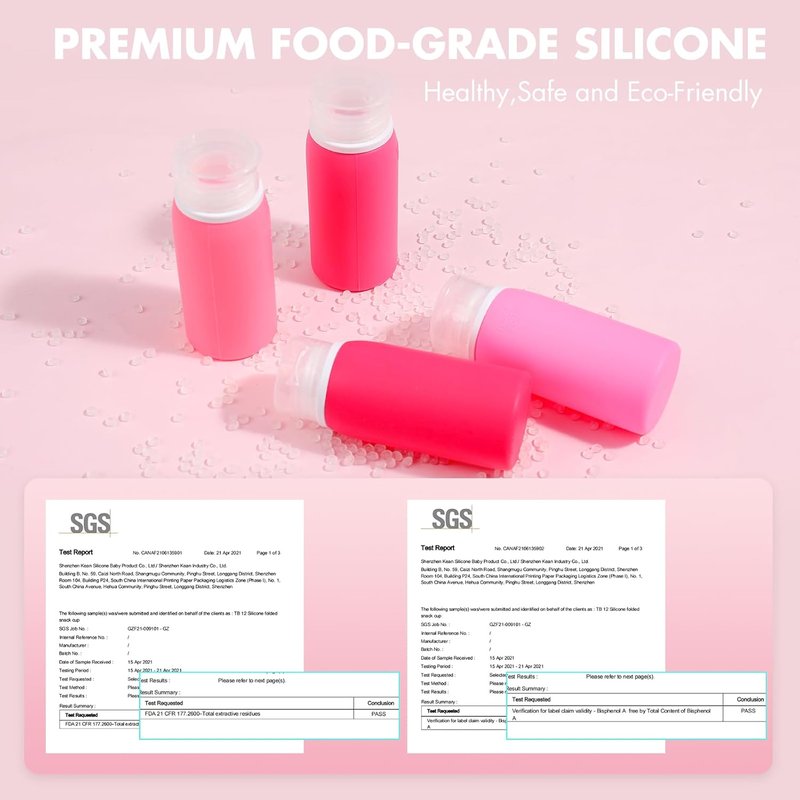 Travel Bottles for Toiletries - 21 Pack Leak-Proof Silicone Containers | TSA Compliant, BPA Free, Pink