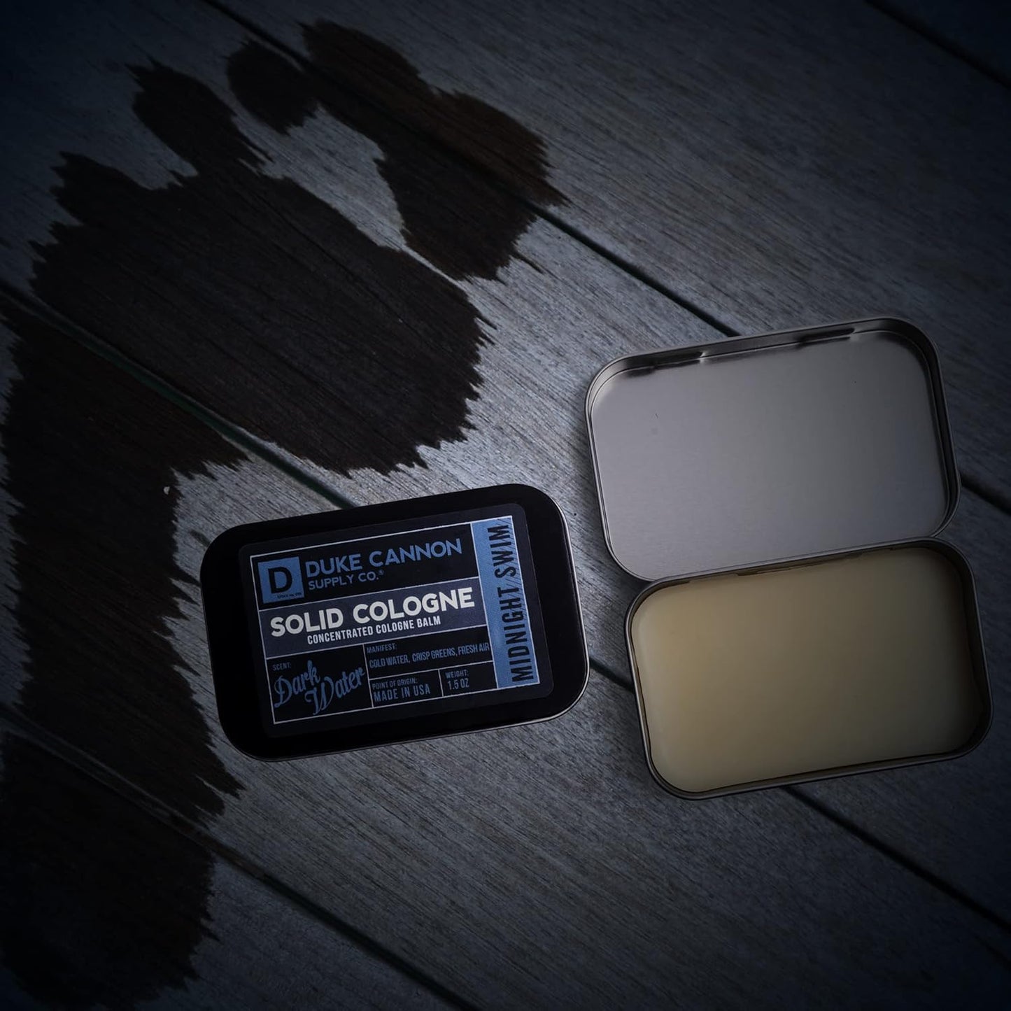 Duke Cannon Solid Cologne for Men - Midnight Swim Scent | Travel-Friendly Balm, 1.5 oz