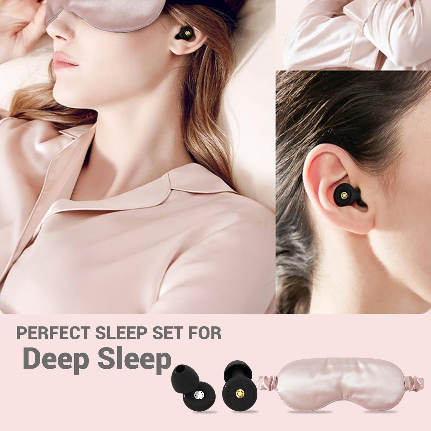 22 Momme 100% Mulberry Silk Sleep Mask - Ultra-Comfy Eye Mask with Earplugs | Pink