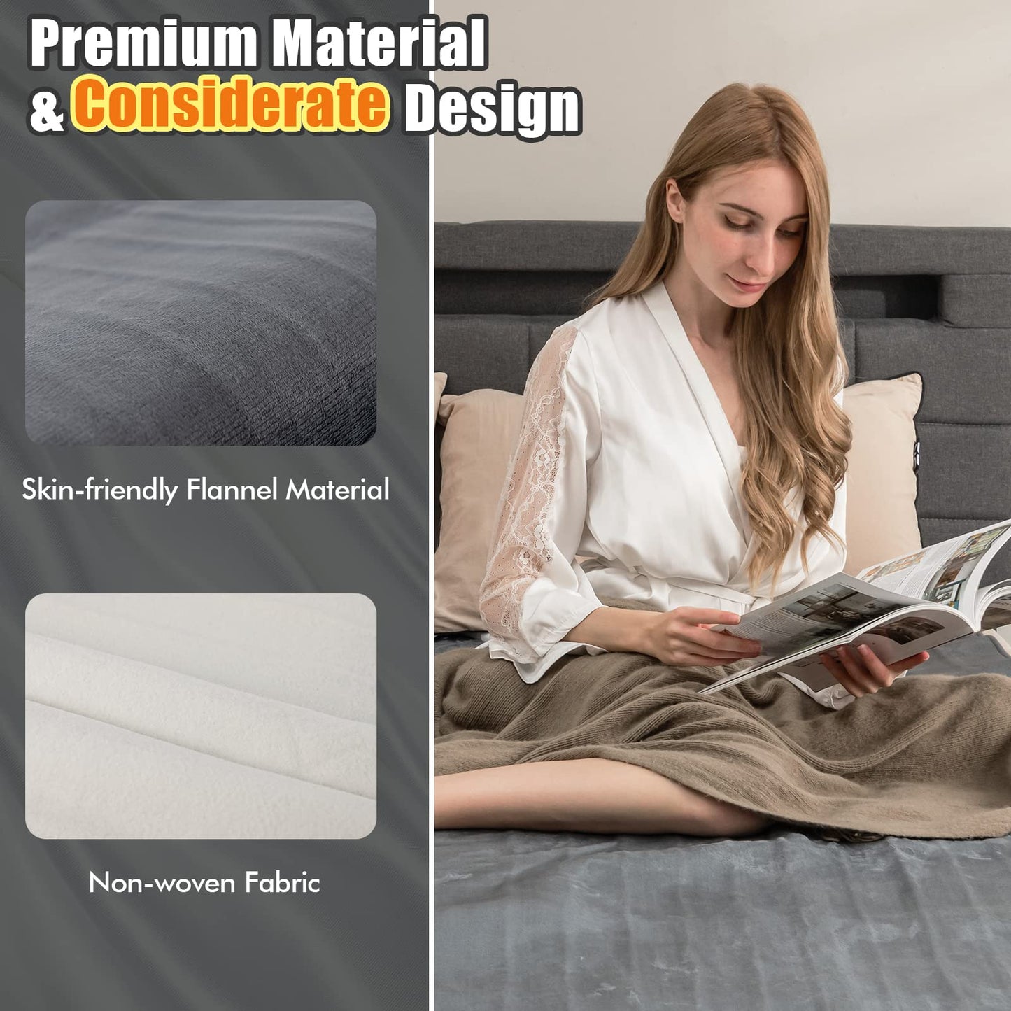 CLEEMAN Electric Heated Mattress Pad, 71” x 30” Twin Size Massage Table Warmer with 5-Level Heating, 8H Timer, Constant Heating, Overheat Protection, Machine Washable, Bed Warmer for Bedroom