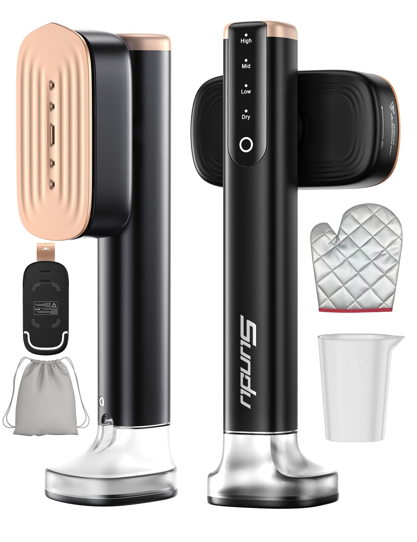 Travel Steamer for Clothes with 180 ml Water Tanks,15s Fast Heat-up,24 g/min Strong Steam Performance, Portable Garment Steamer with Touch Control, LED Display, Steam Iron Black