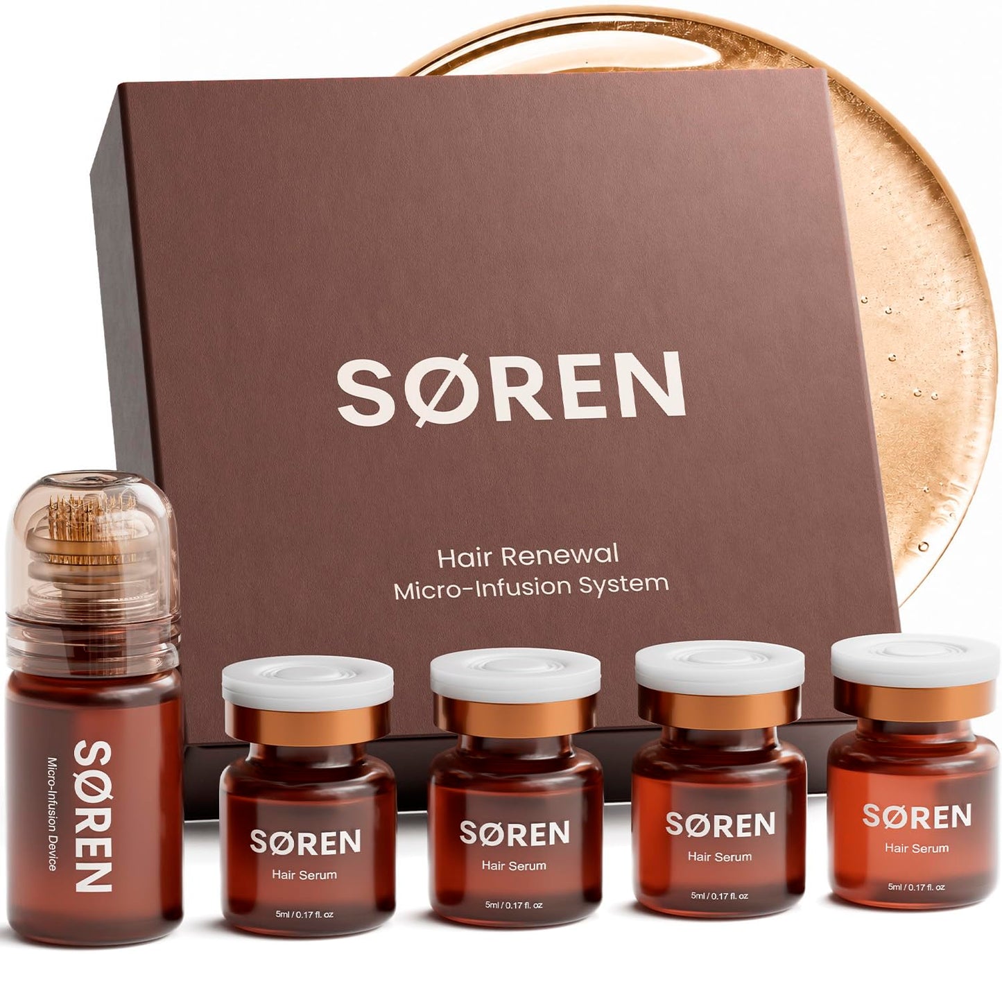 SØREN Micro Infusion Hair Renewal System - Saw Palmetto & Peptide Scalp Treatment Kit | Fuller, Thicker-Looking Hair | 1 Month Supply