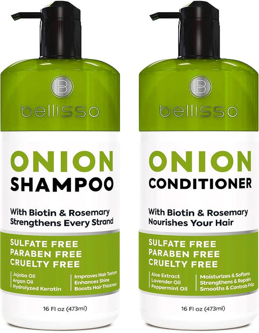 Onion Shampoo and Conditioner Set - Rosemary & Biotin Thickening Formula for Thinning Hair | Hydrating & Sulfate-Free