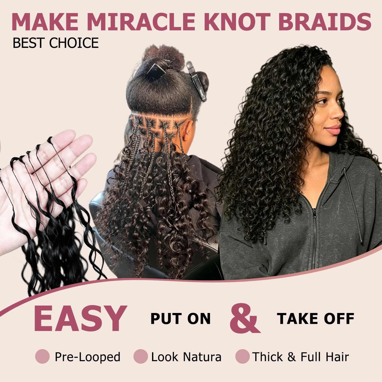 Burmese Curly Crochet Human Hair 18 Inch Miracle Knots Hair 200 Strands 250g Human Crochet Hair for Black Women Pre-separated Invisible Miracle Knots Feather Crochet Human Hair Extensions Black