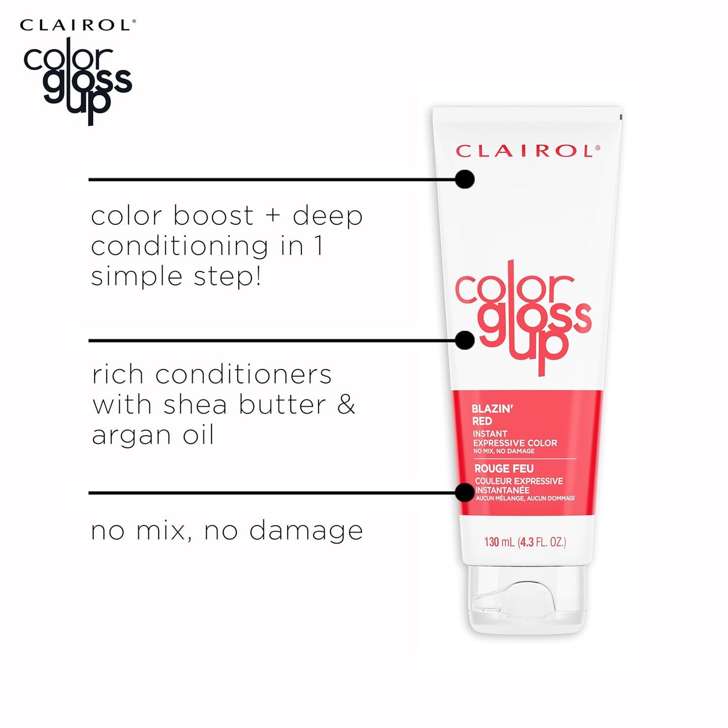 Clairol Color Gloss Up Temporary Hair Dye - Blazing Red | Vibrant Color, Easy Application