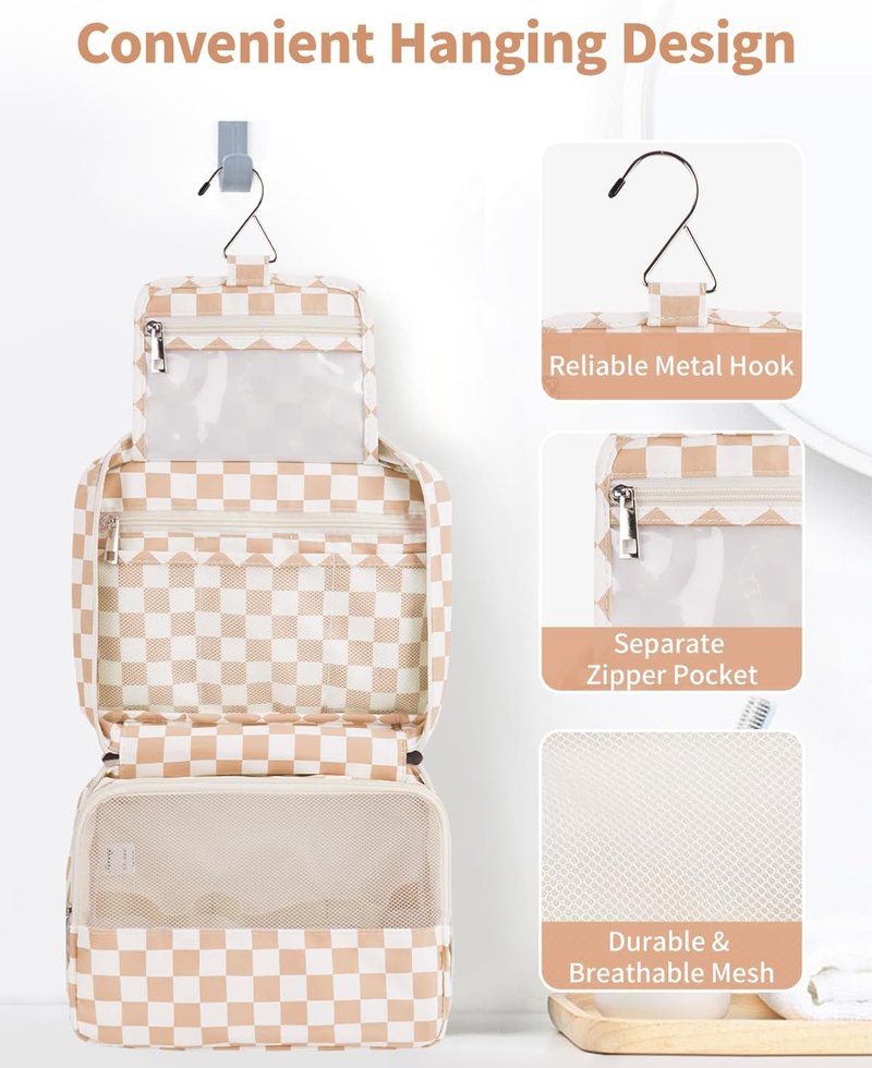 Narwey Small Hanging Travel Toiletry Bag - Makeup Organizer for Women | Compact Design, Multiple Compartments