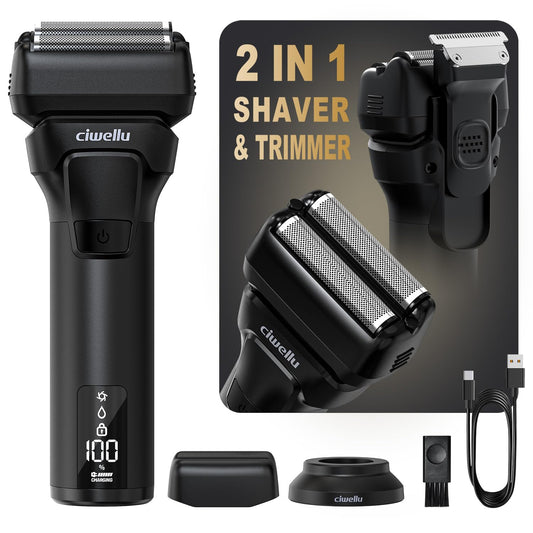 Foil Shaver for Men with Pop-Up Trimmer, 9000 RPM Electric Razor for Men's Face Close Shave, Cordless Wet/Dry Shaver for Sensitive Skin, USB-C Rechargeable &180 Min Runtime,Metal Body, Travel Lock