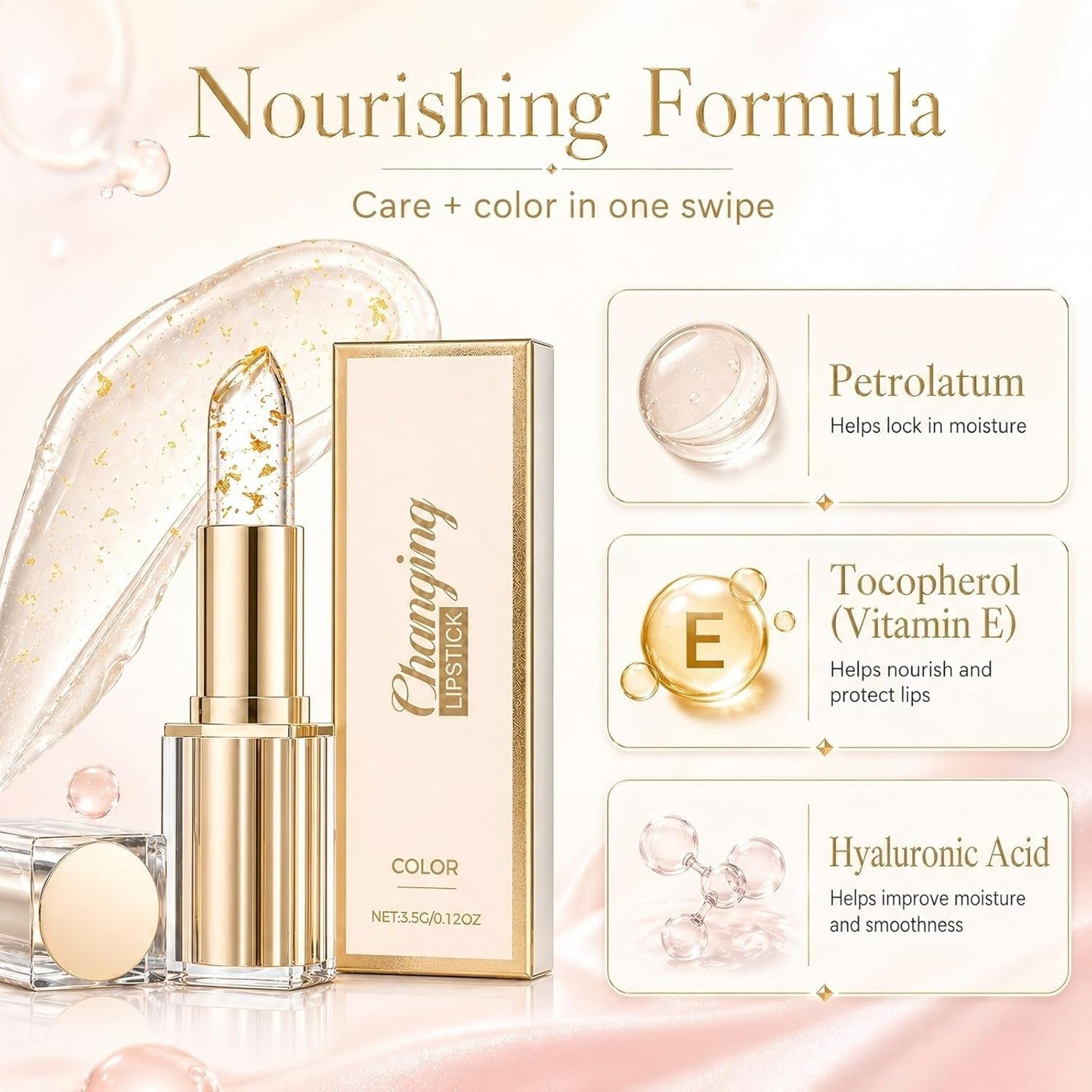 BOLUBOYA 2026 New Upgraded Color Changing Lipstick for Women, PH Lipstick Color Changing, Clear Lip stick That Changes Color (1PCS)