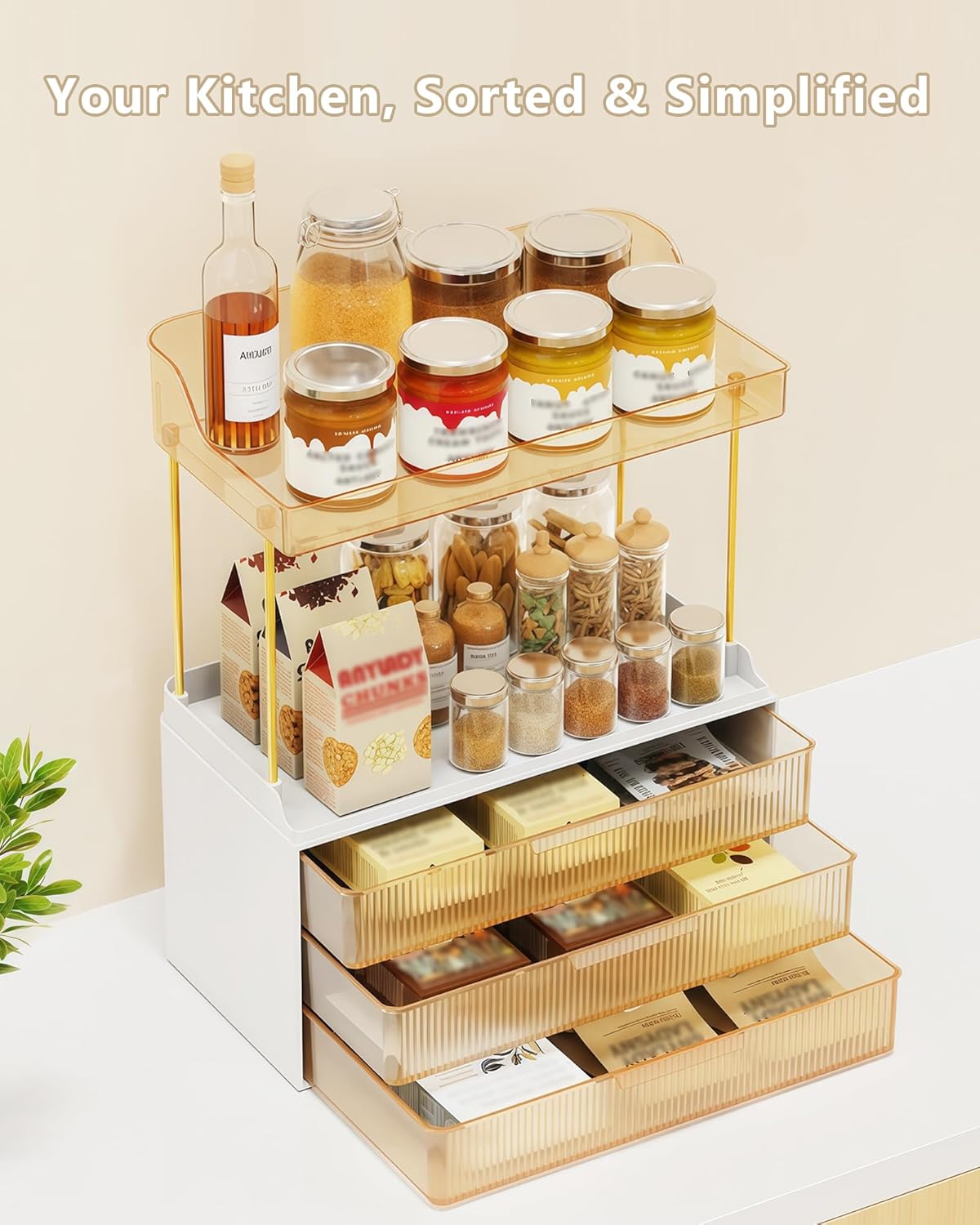 Bathroom Organizer - Sturdy Makeup Storage for Vanity & Countertop | Gold Cosmetic Dresser Organizer