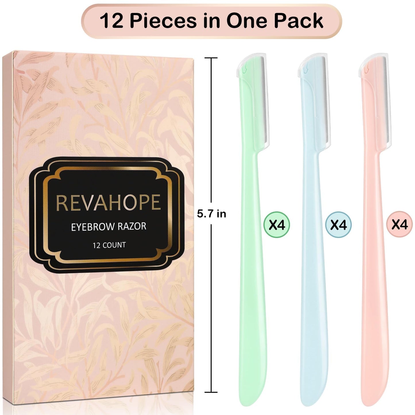 Revahope 12 Pieces Eyebrow Razor, Dermaplane Razor with Blade Cover Face Razors for Women, Dermaplaning Tool for Face Peach Fuzz Face Shaver for Women and Men, Safe and Newbie Friendly