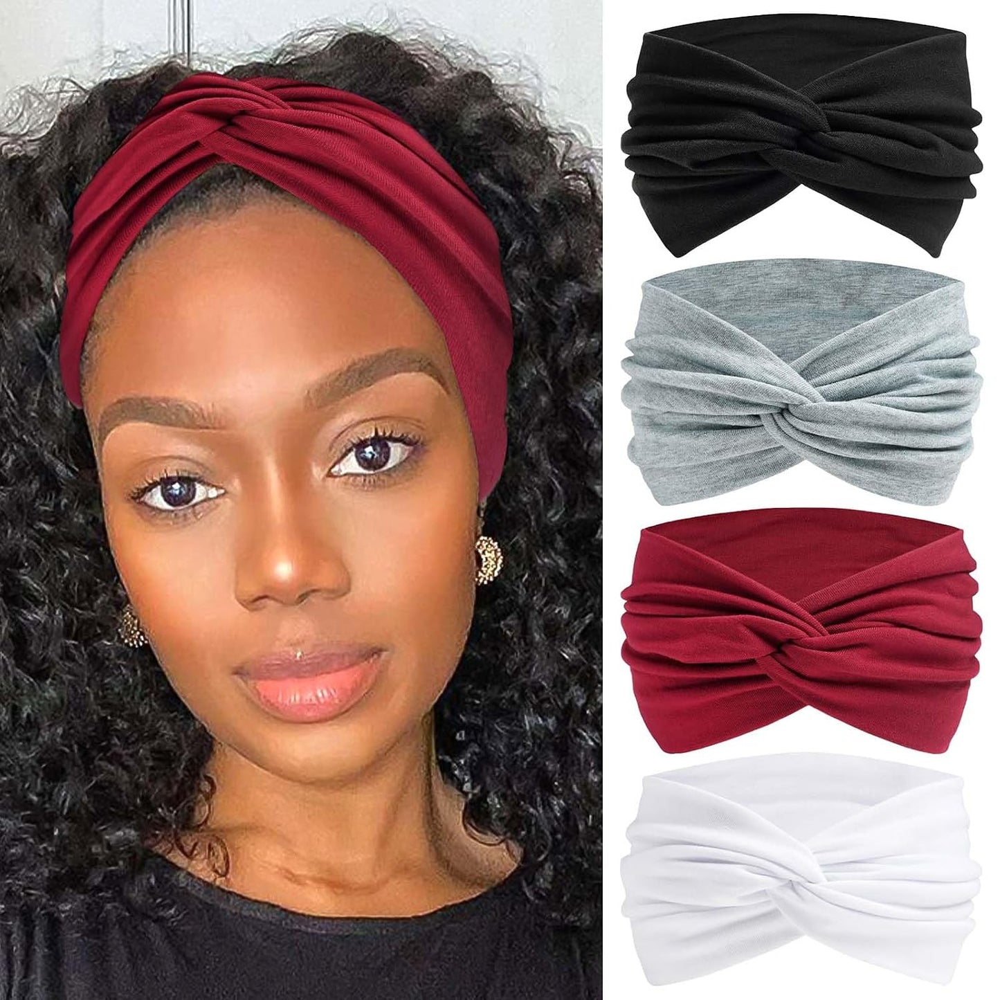 Bandana Headbands for Women - Large Turban Wraps | Knotted Criss Cross Design, Perfect for Workouts