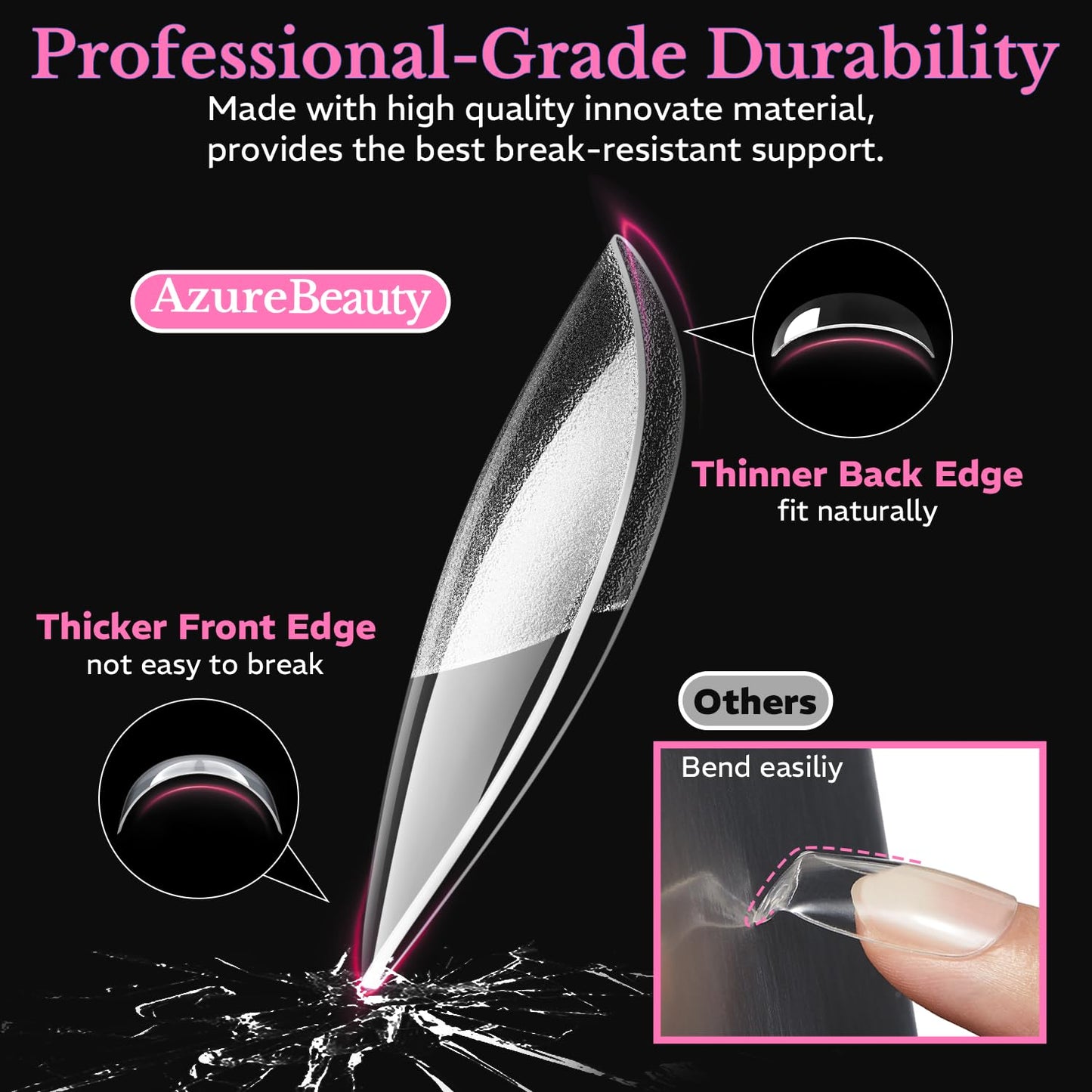 Short Almond Nail Tips, 600pcs Soft Gel Nail Tips Pre Etched Acrylic Fake Nails, Half Matte Full Cover Clear Press On False Nail Extensions for DIY Manicure at Home Nail Art 15 Sizes