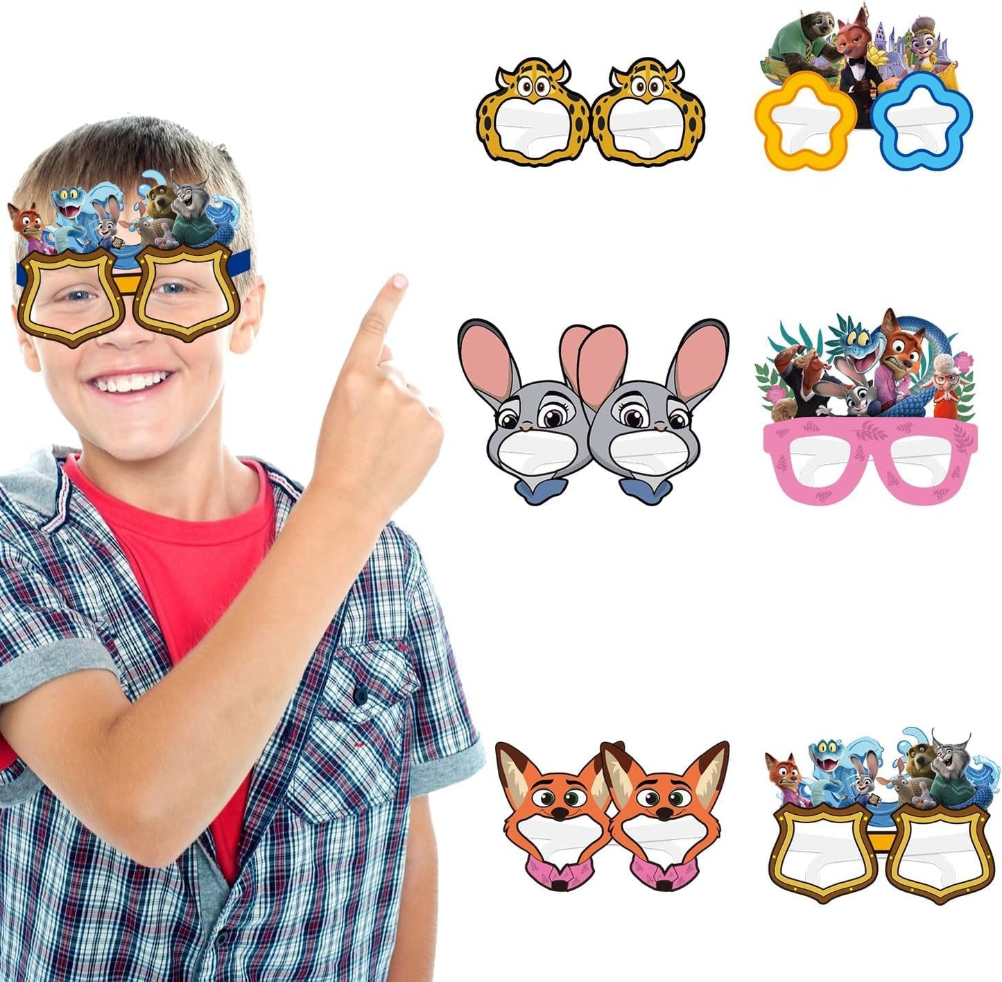 Zootopia Party Set - 12Pcs Decorative Glasses for Kids' Birthday Parties | Fun Cosplay Accessories
