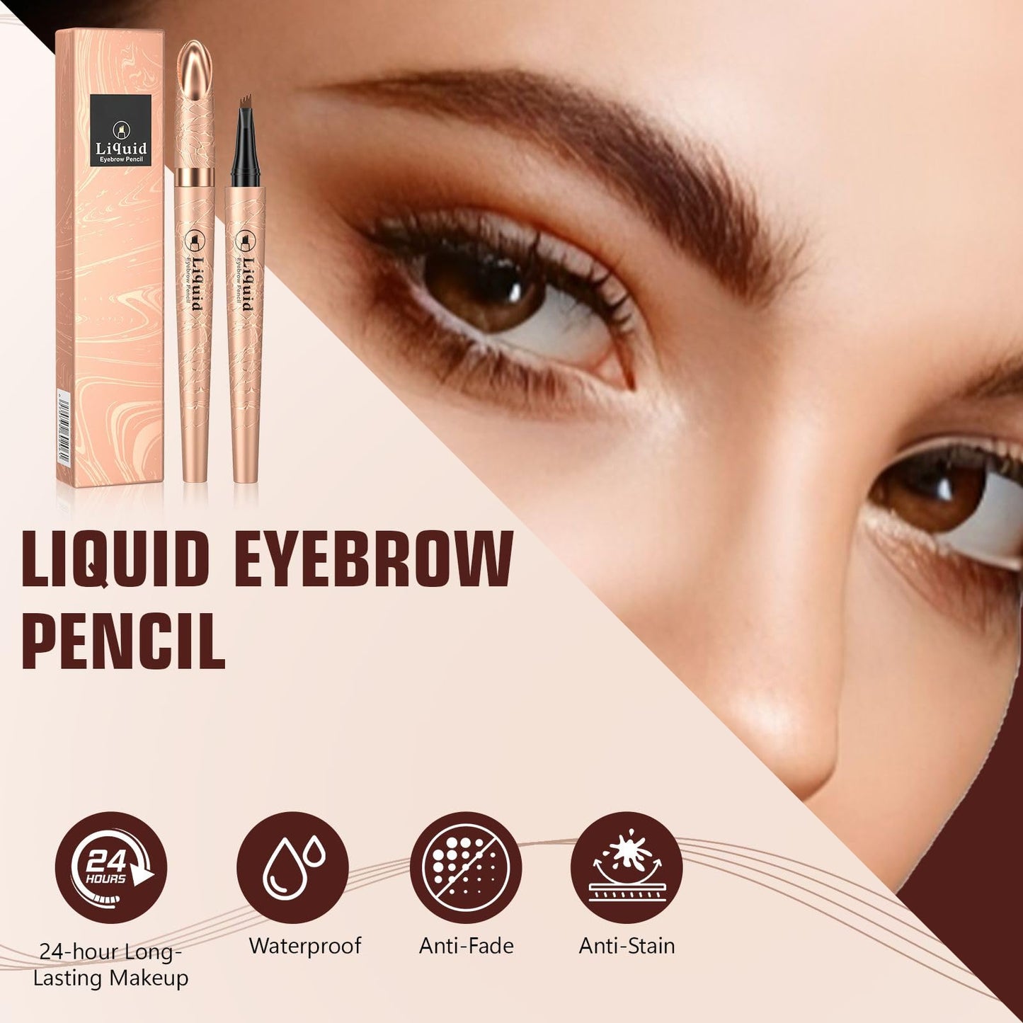 Eyebrow Pen - 4-Fork Tip Lift & Snatch Brow Pencil，Microblading Long-Lasting Waterproof Eye Brow Pen，Natural-Looking Hair-Like Brows，Easy to Use Eyebrow Pencils Makeup for Women (Dark Brown)
