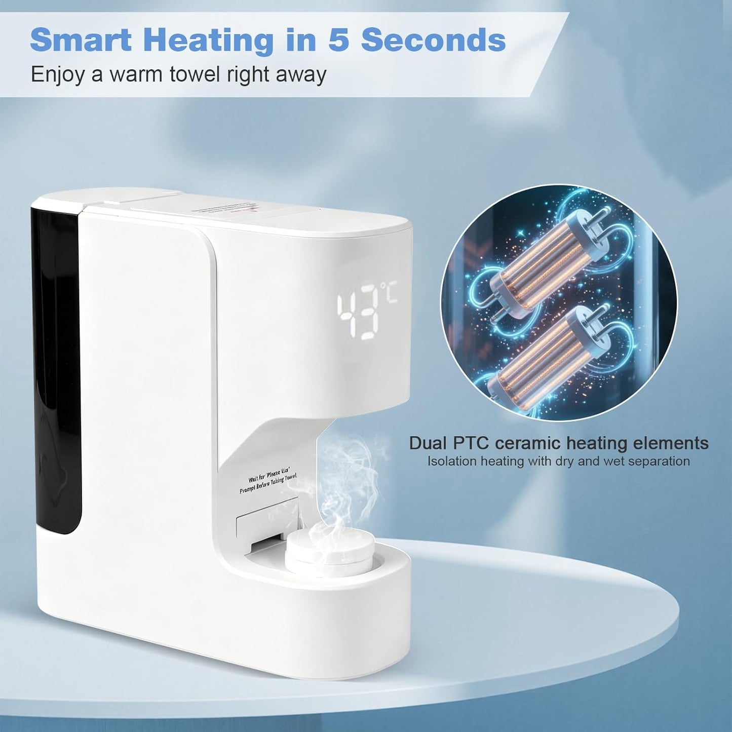 Mini Hot Facial Towel Warmer - Fast Heating Spa Towel Dispenser with Voice Alerts | 55°C (131°F), 20 Towels