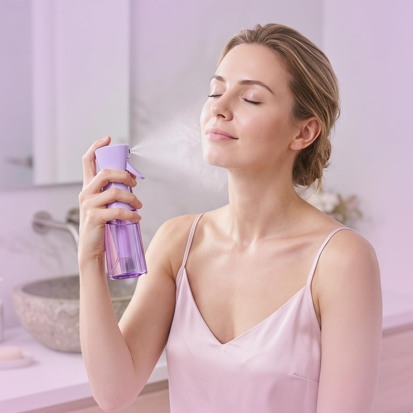 HIVEKLY Spray Bottle For Hair,Continuous Spray Bottle, Empty Spray Bottles – Recycled Hair Misting Sprayer for Styling, Cleaning, Plants, Barbers (Purple)