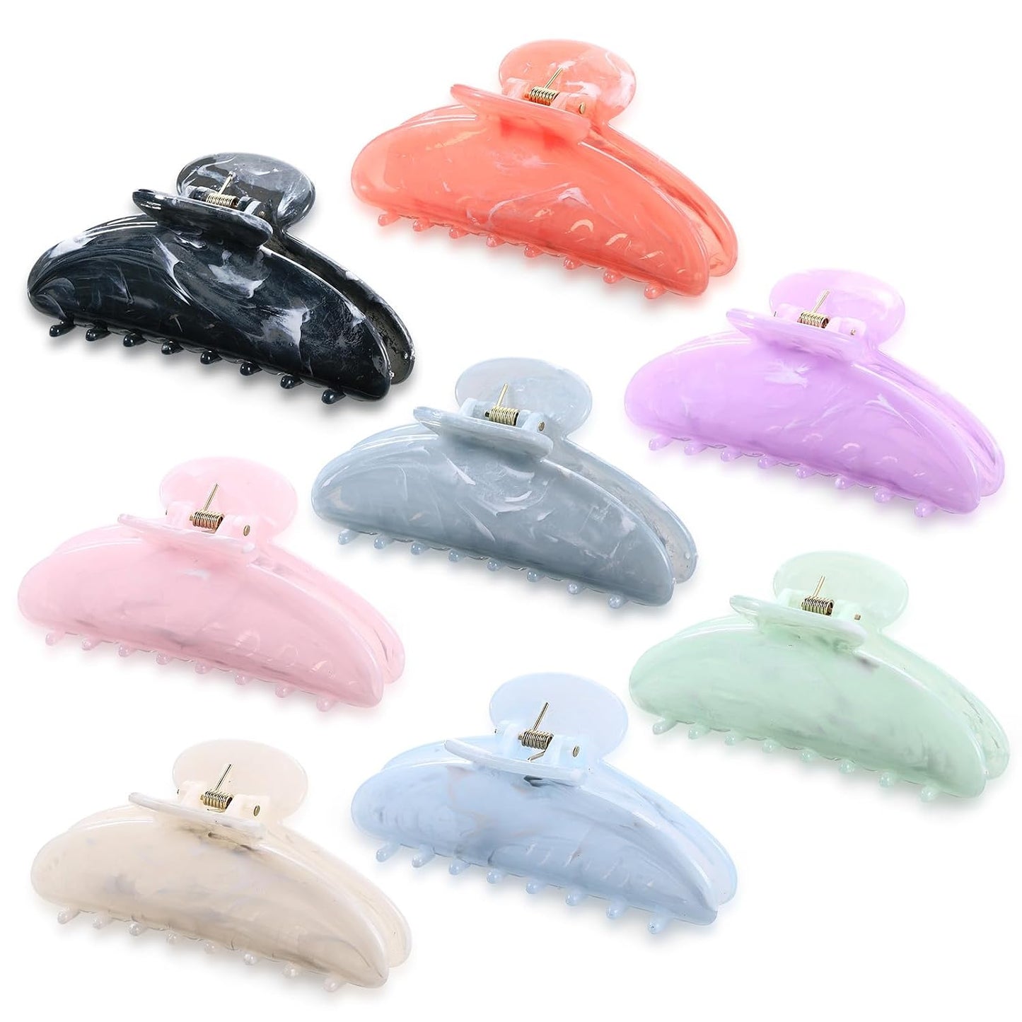 Large Acrylic Hair Claw Clips for Women - 8 Pcs Non-Slip Strong Hold | French Turquoise Color