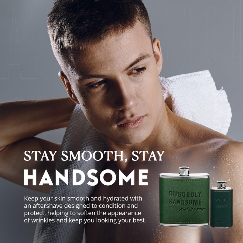 Ageless Zen Ruggedly Handsome Aftershave - 240ml – Soothing Men’s Face Moisturizer with Menthol, Reduces Lines & Wrinkles - Easy to Use for Face, Forehead, & Neck - Citrus Scent - Travel Pack