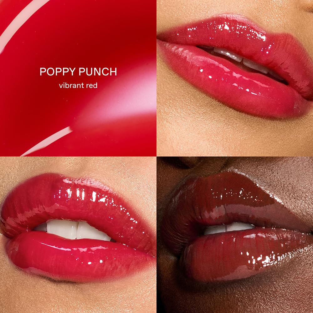 r.e.m. beauty by Ariana Grande Wicked: For Good | Poppy Plumping Lip Gloss | Poppy Punch | Instant Plumping Effect for Hydrated, Softer and Smoother Lips | Silky, Non-Sticky Feel | 0.34 Fl Oz