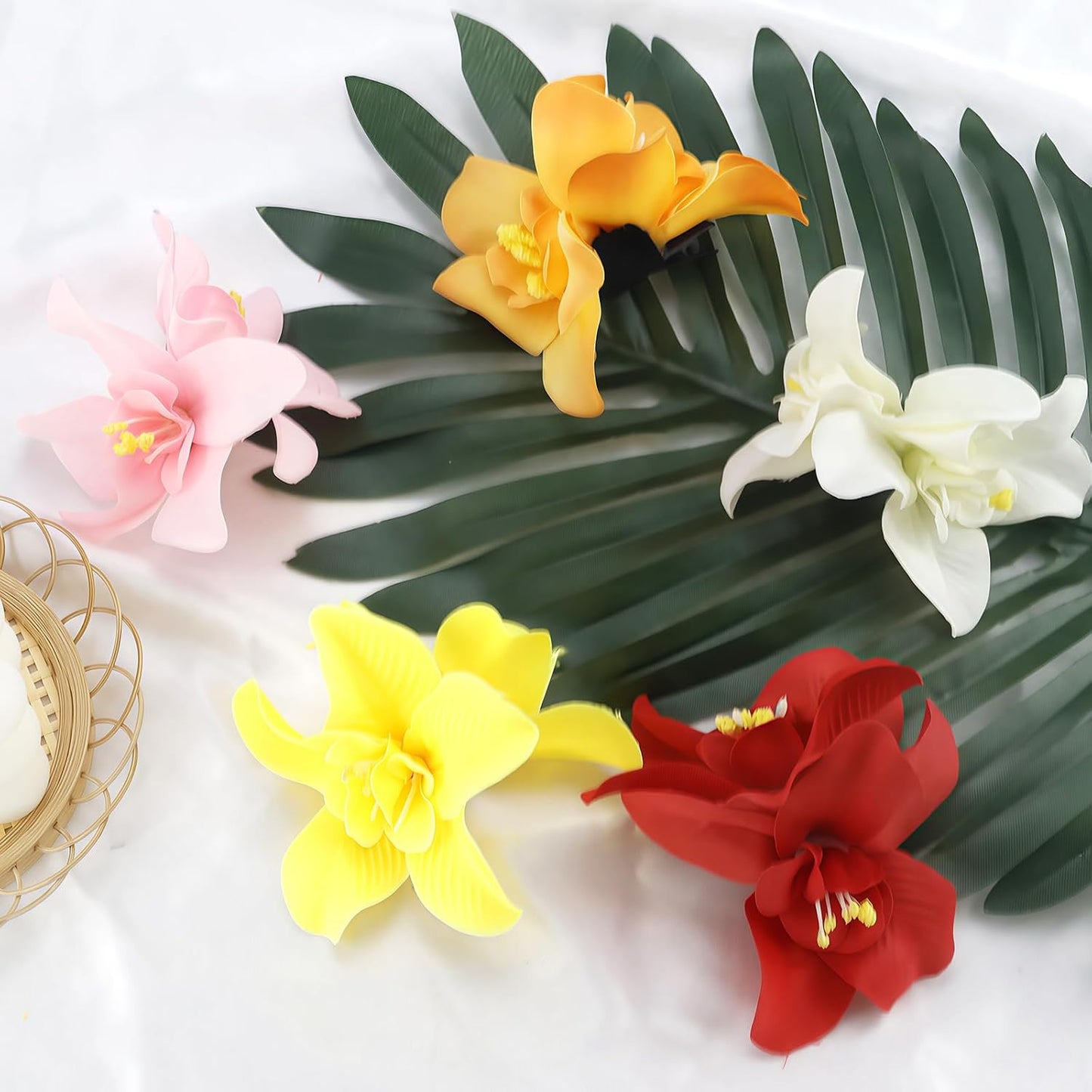 Hawaiian Artificial Flower Hair Clip - Tropical Floral Headdress Pins for Women | 5 Vibrant Colors
