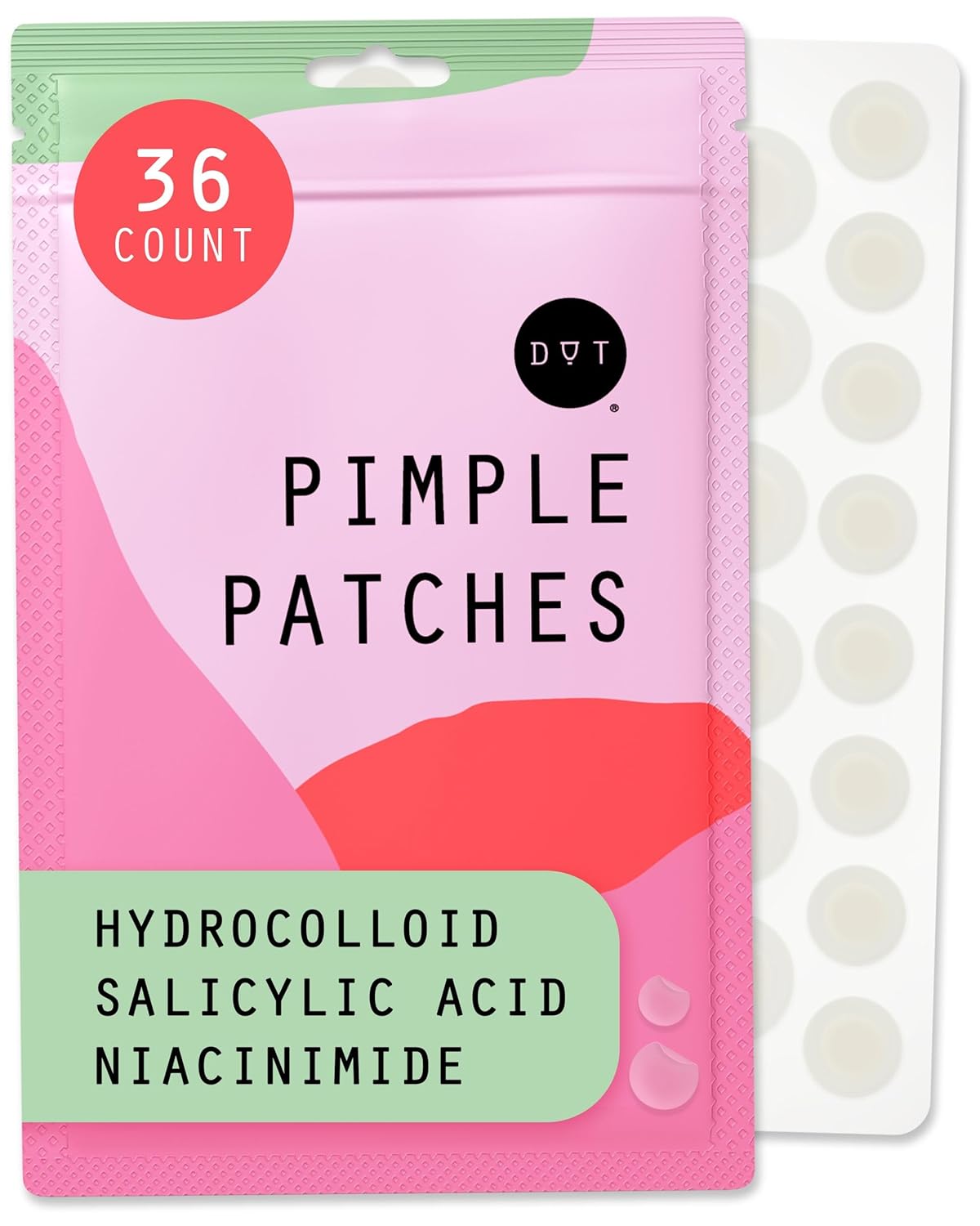 Pixie Hydrocolloid Pimple Patches - Invisible Acne Treatment with Salicylic Acid & Tea Tree Oil | Ultra-Thin, 36 Count (8 & 12mm)