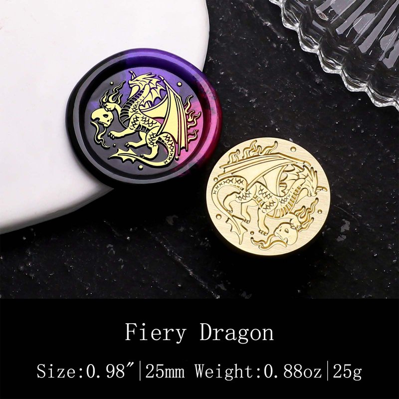 Vintage Wax Seal Stamp - Winged Dragon Sealing Wax Stamp,Retro Human Skull and Flaming Monster Sealed Stamp for Halloween,Envelope Sealing