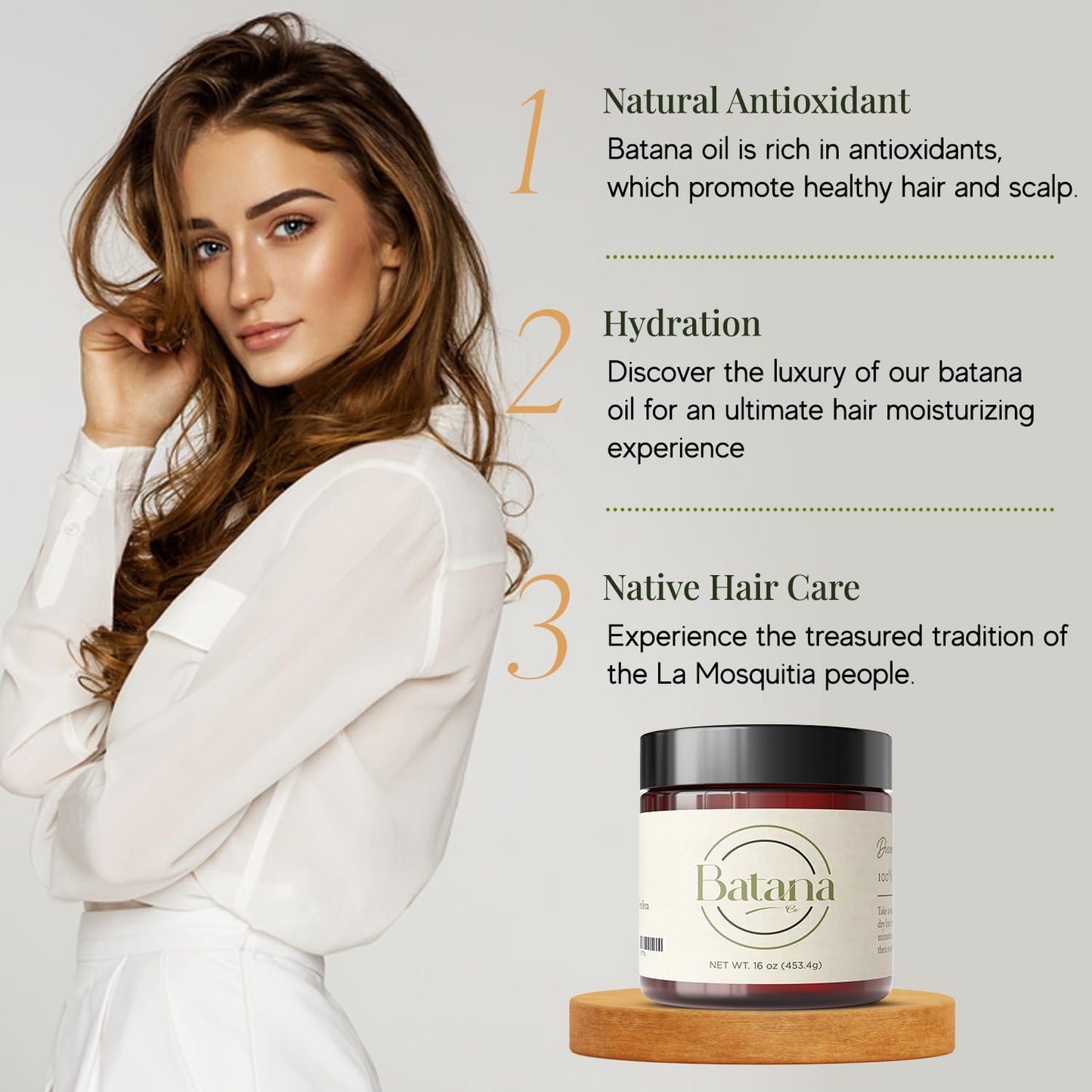 Batana Oil for Hair Growth - 100% Pure Natural Treatment | 16 FL OZ